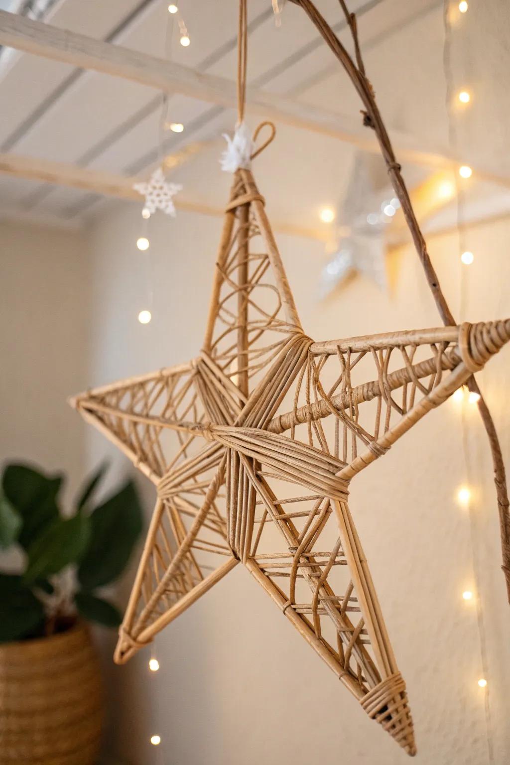 Crafted with love: A minimalist bamboo star that brings natural elegance to your space. ✨🌿 #DIYDecor #ScandiBoho
