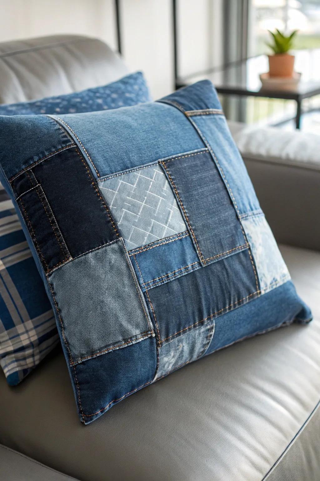 Elevate your space with a handcrafted denim pillow cover—sustainable style meets timeless elegance.