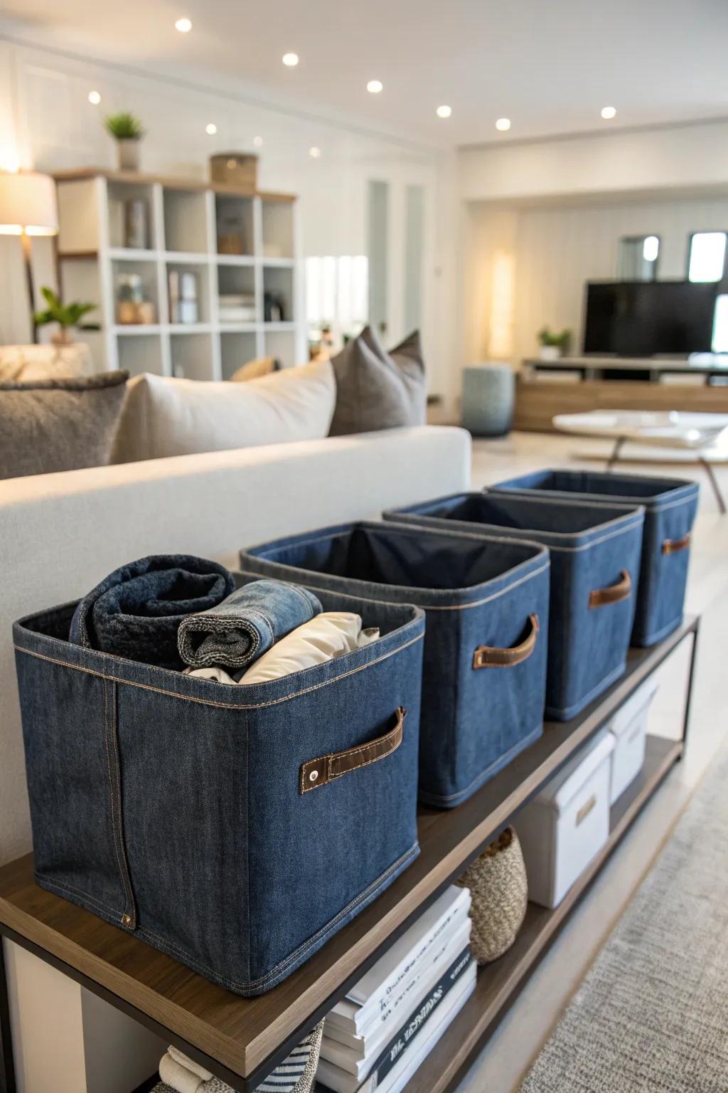 Keep your space tidy with these stylish upcycled storage bins.