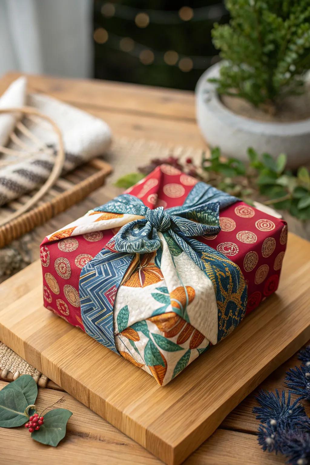 Fabric wrapping adds a sustainable and stylish touch.