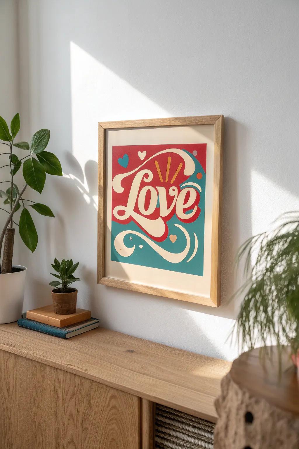 Embrace nostalgia with a vibrant retro love poster, perfect for a touch of vintage romance.