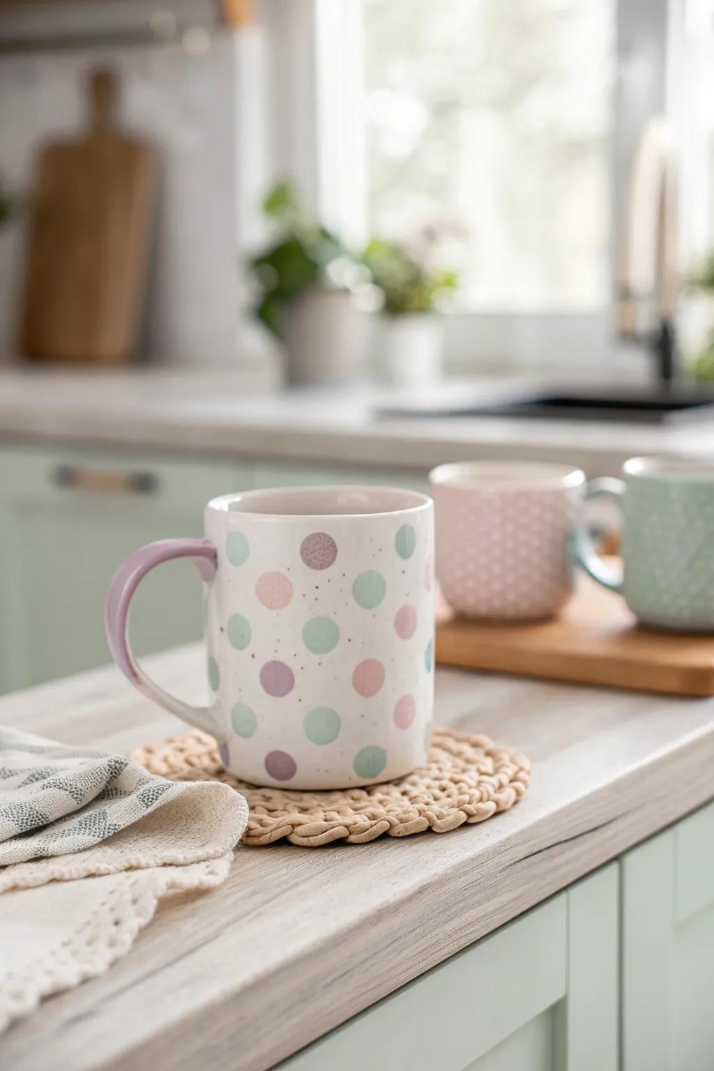 Add a splash of whimsy to your mornings with this charming polka dot mug!