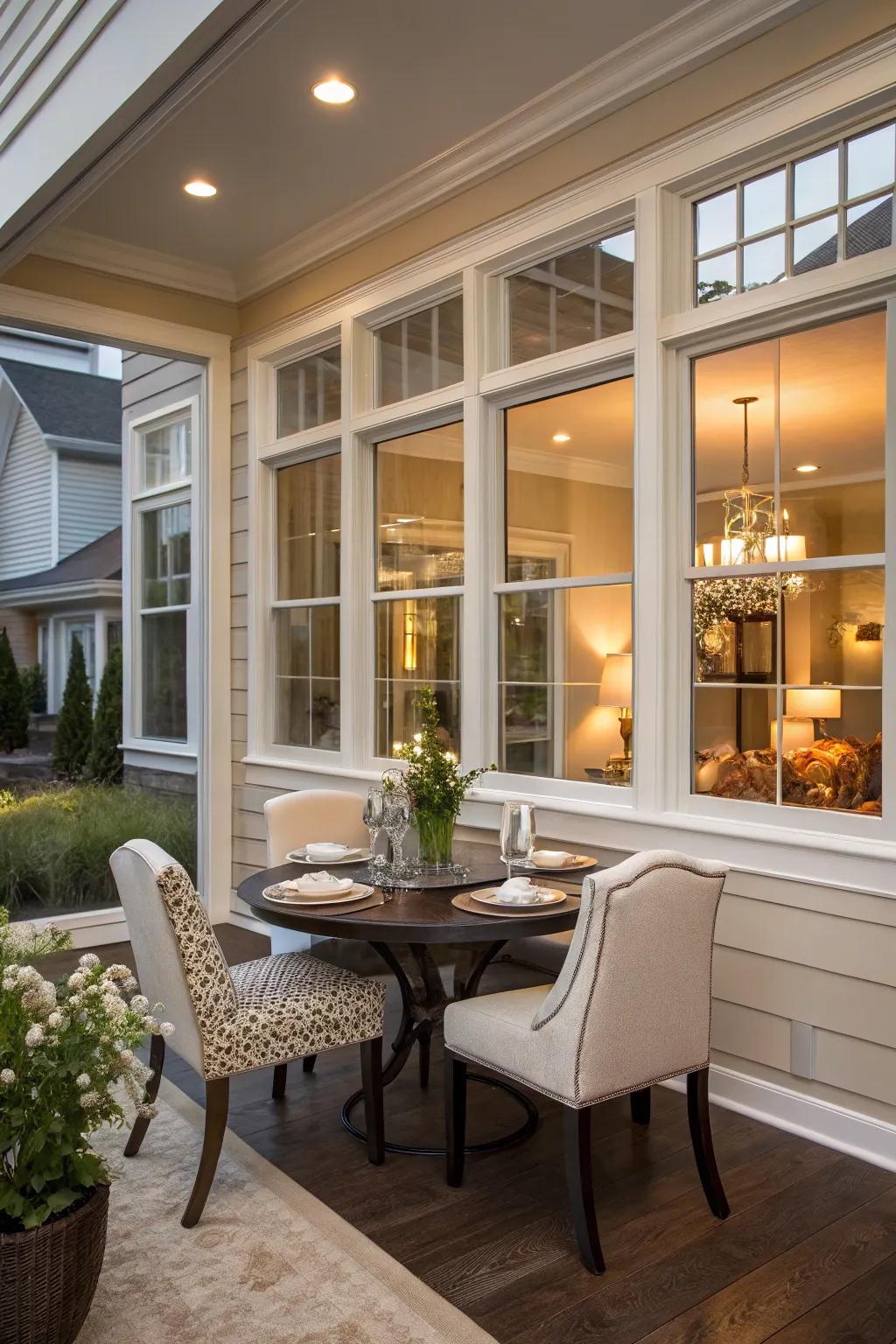 A light-filled dining area made possible by a wall bump out.