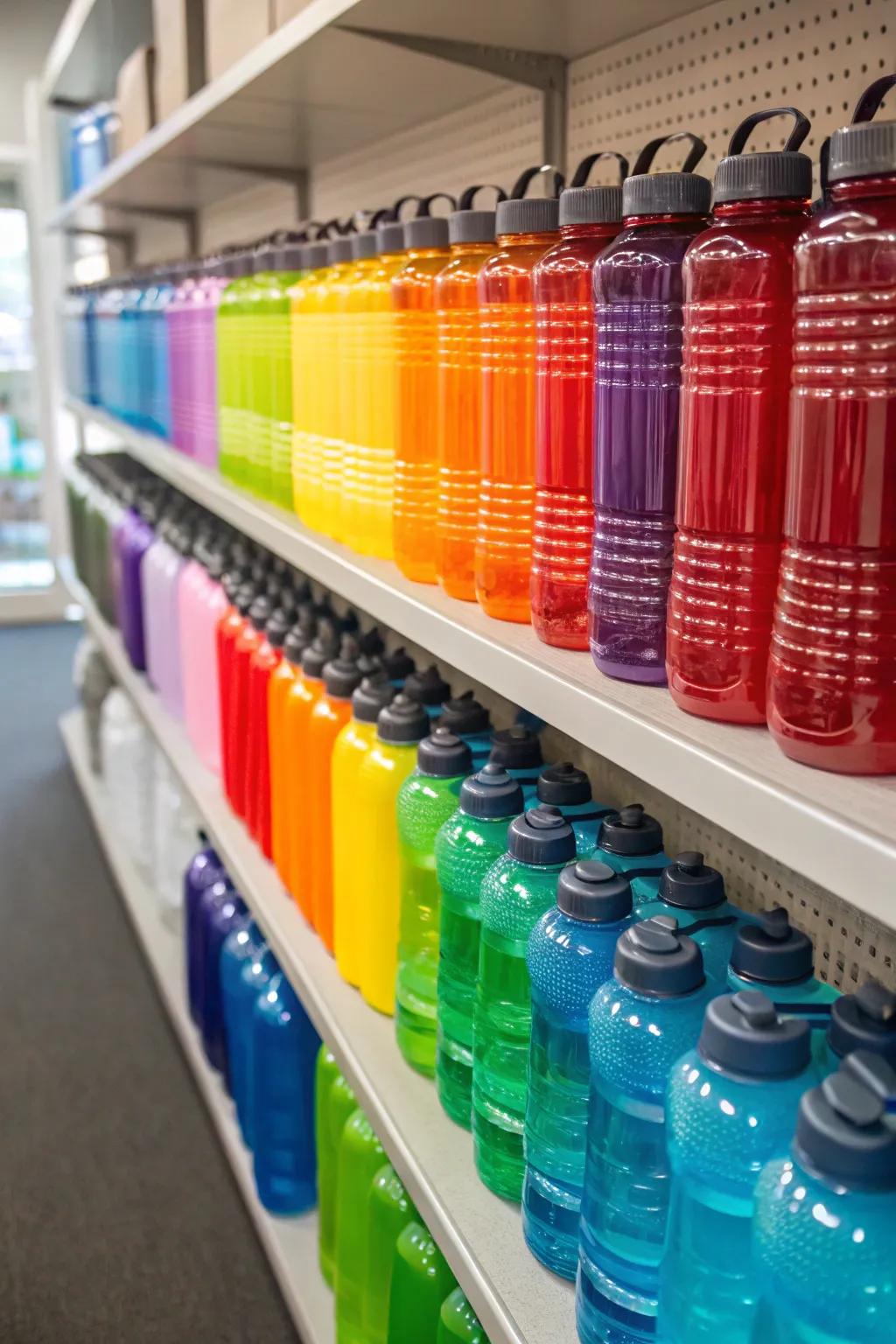 Vibrant and functional color-coded water bottle setup