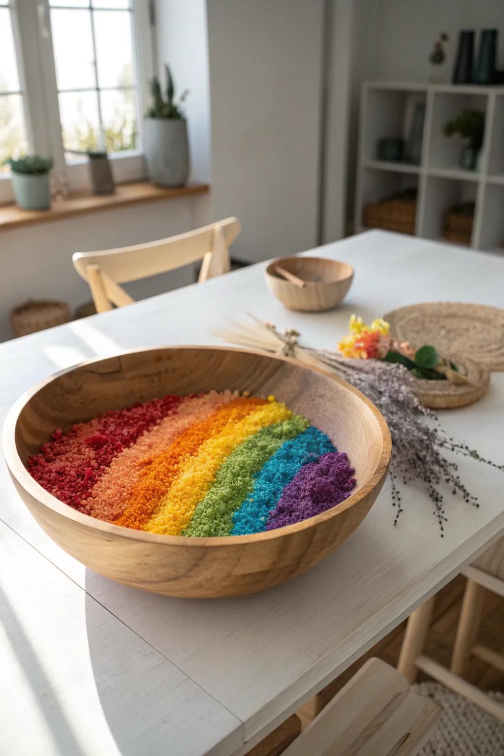 Dive into a rainbow of textures with this enchanting Scandinavian-Boho twist on water play!