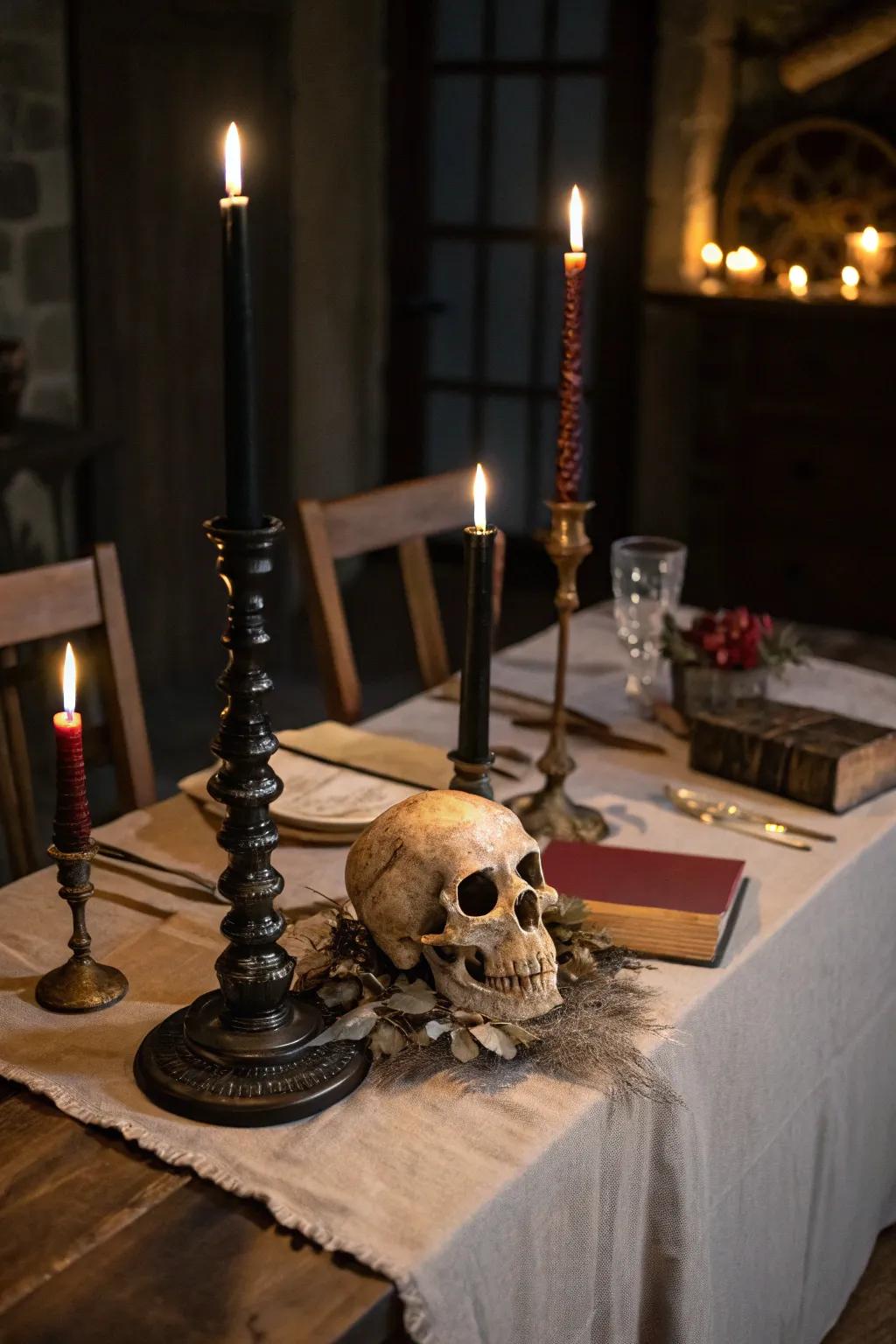 Western Gothic elements bringing drama to a table setting.