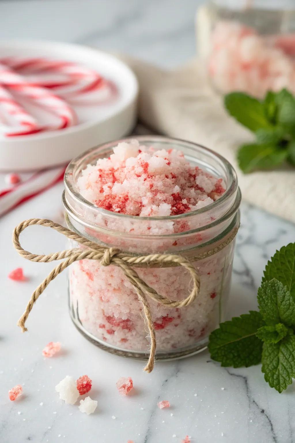 Transform leftover candy canes into a luxurious sugar scrub and indulge in a touch of self-care!