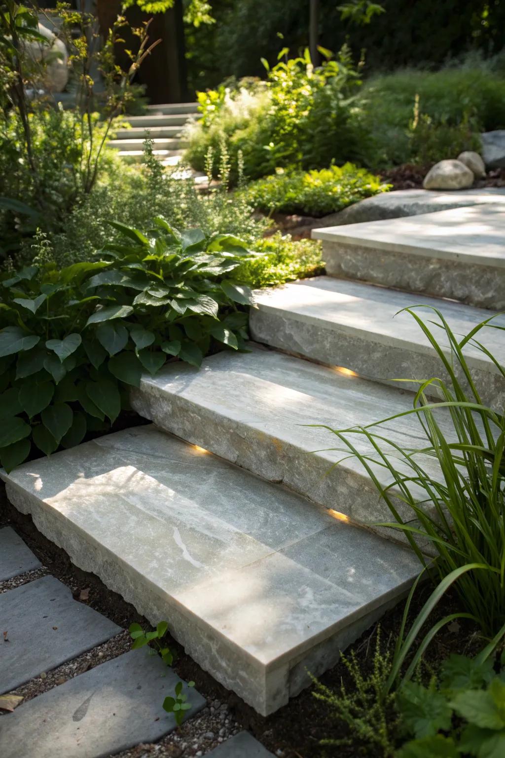 Transform your garden path with sleek, durable quartz steps.