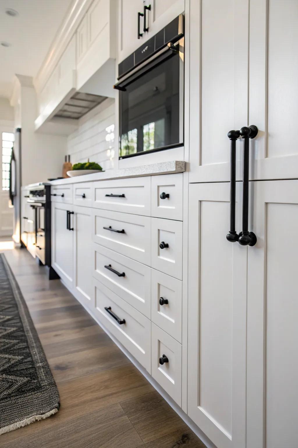 Large black hardware provides both style and ease of use.