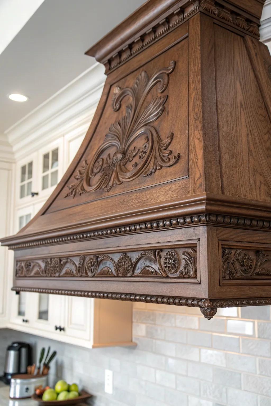 Elevate your kitchen style with sophisticated wood hood moldings.