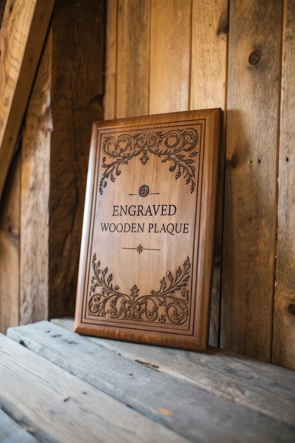 Timeless elegance: A personalized wooden plaque that speaks to the heart.