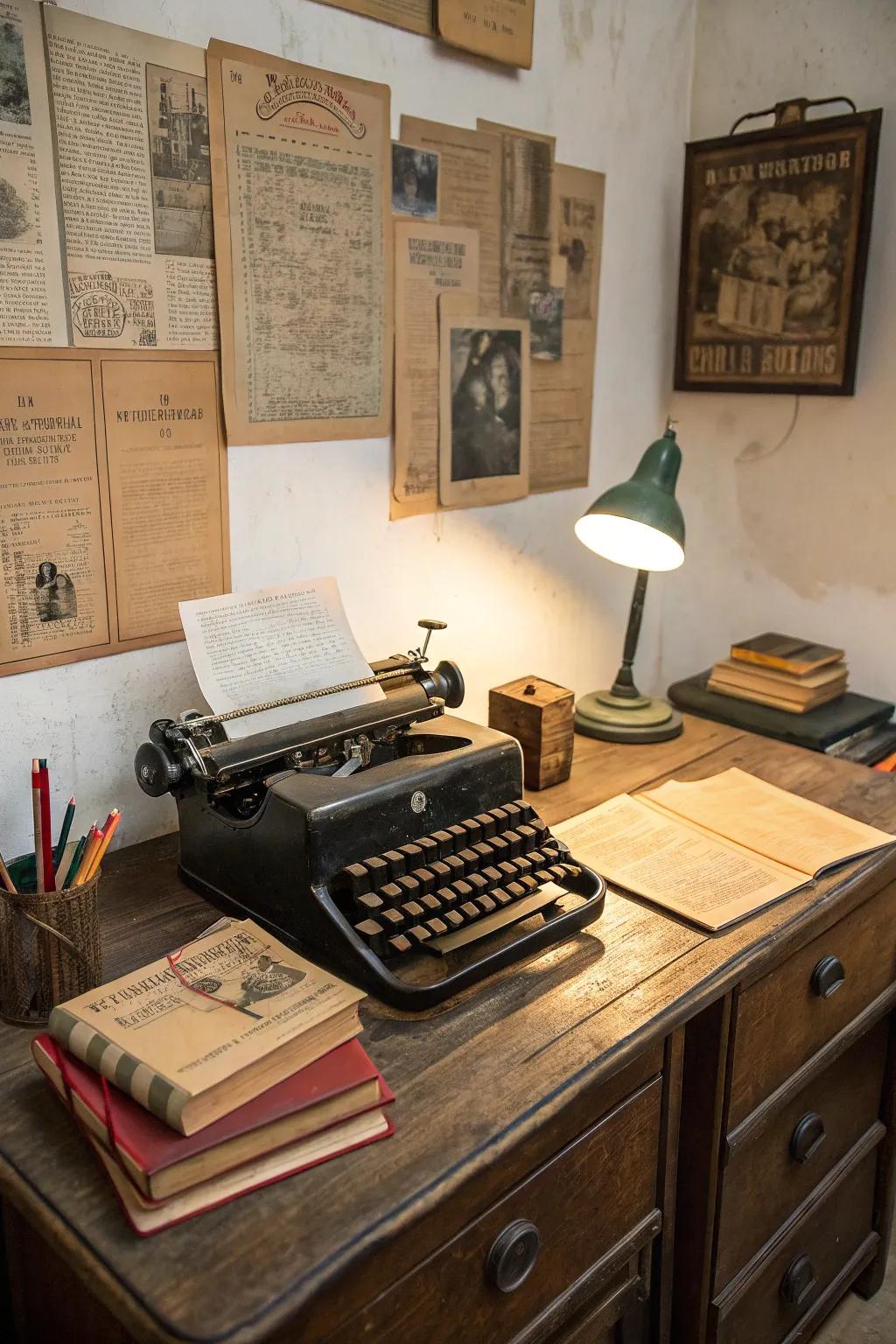 A writing center with vintage charm.