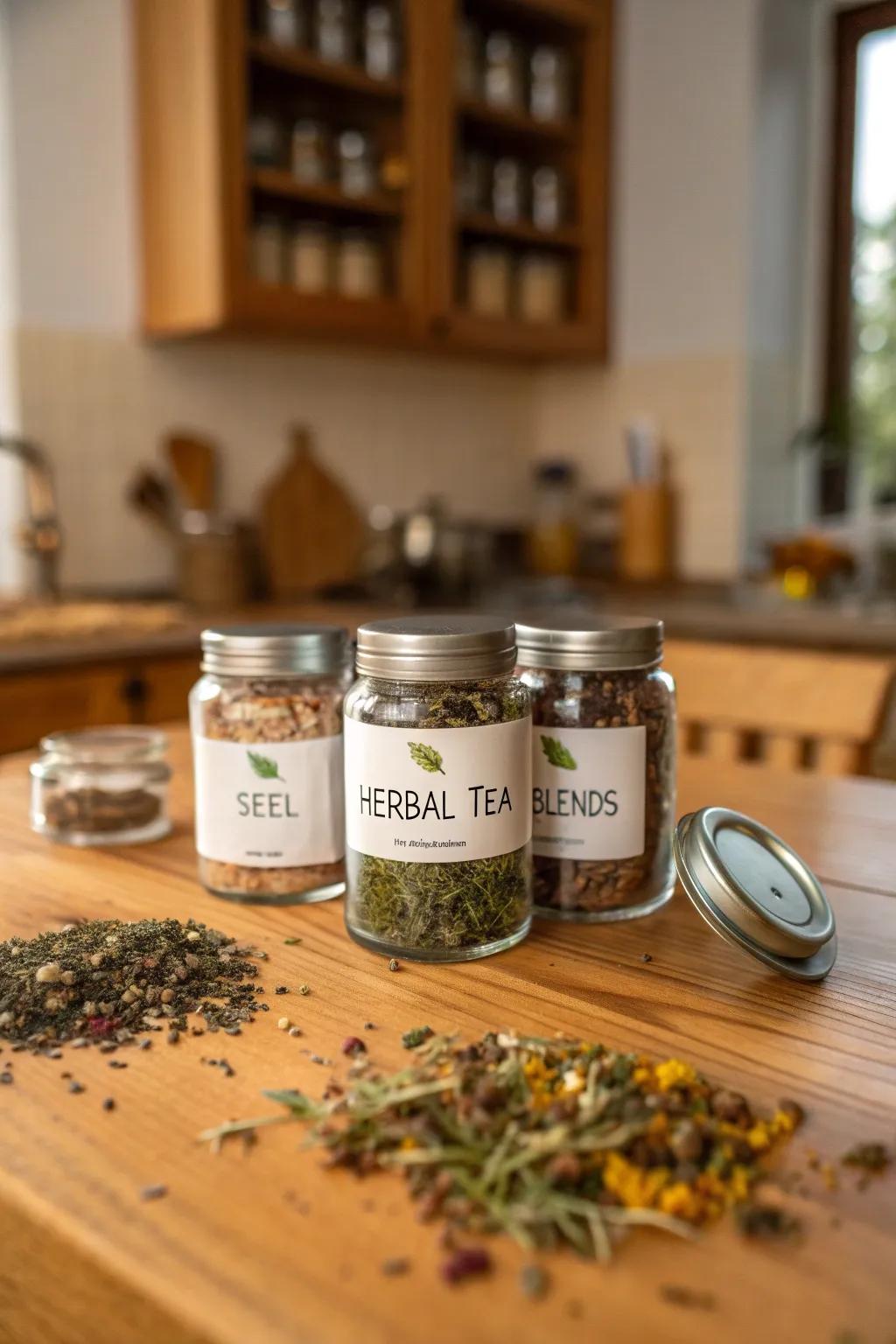 Herbal tea blends offer warmth and wellness in a cup.