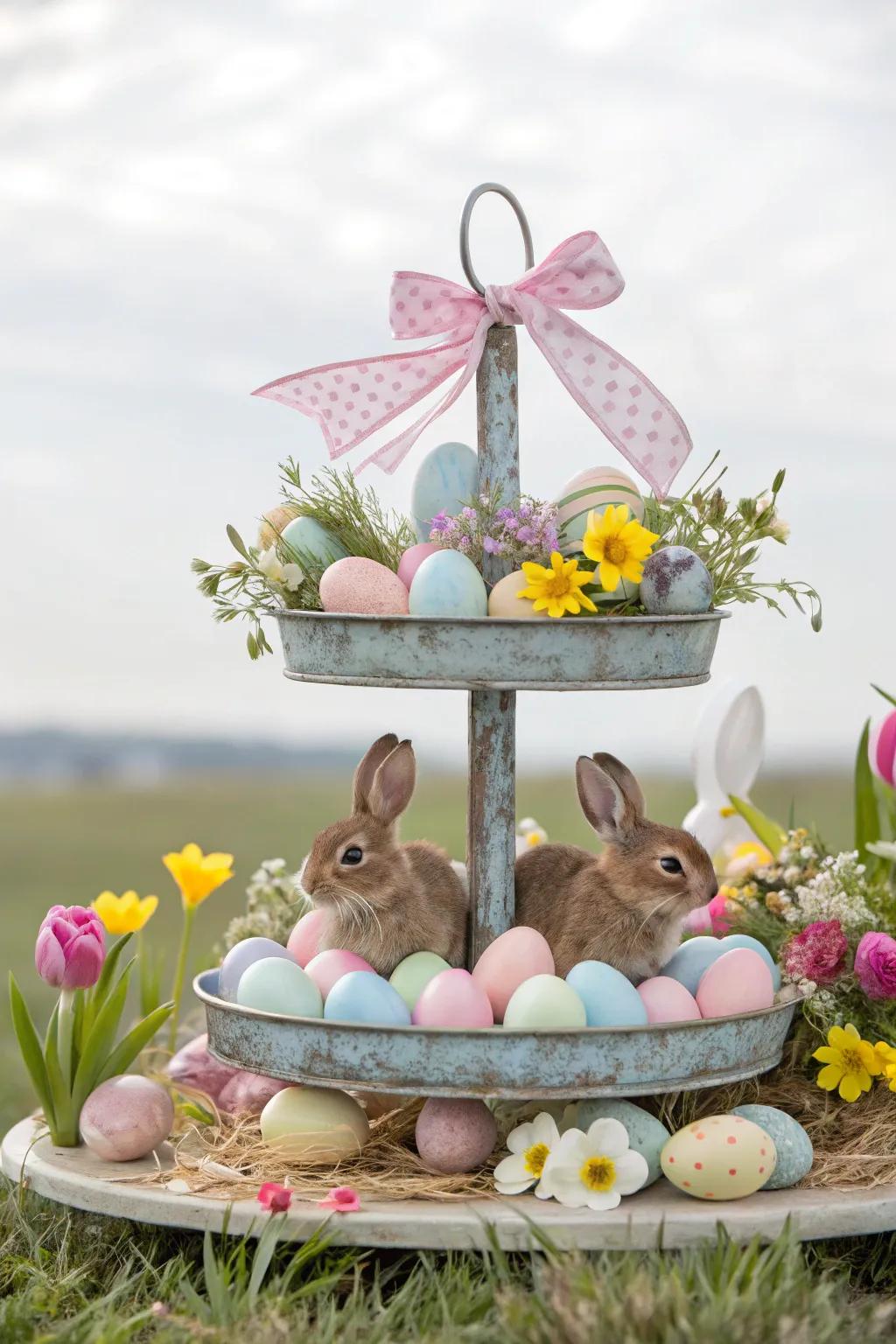 Celebrate Easter with a fun and festive 2-tiered tray.