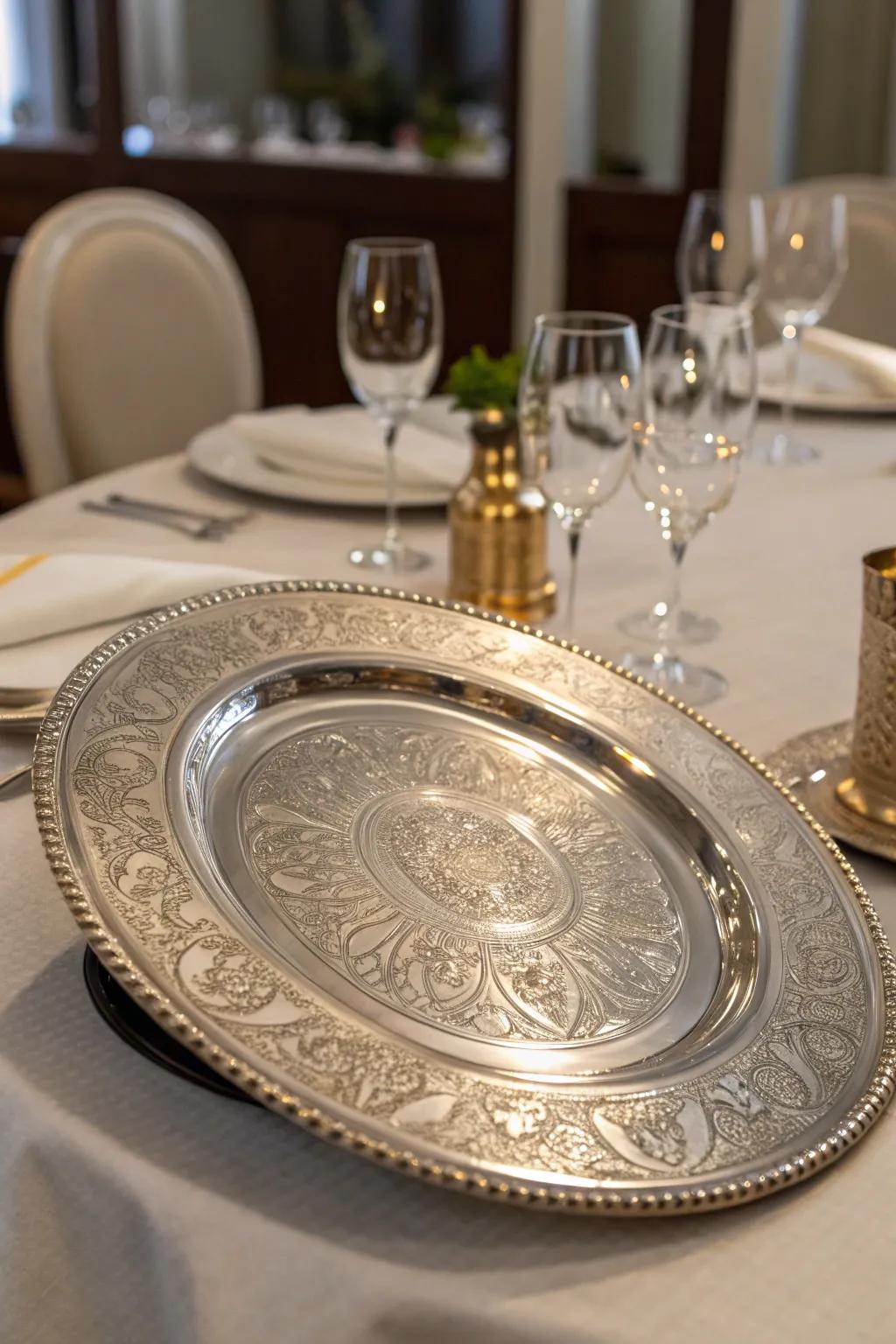 A customized silver platter is both decorative and practical.