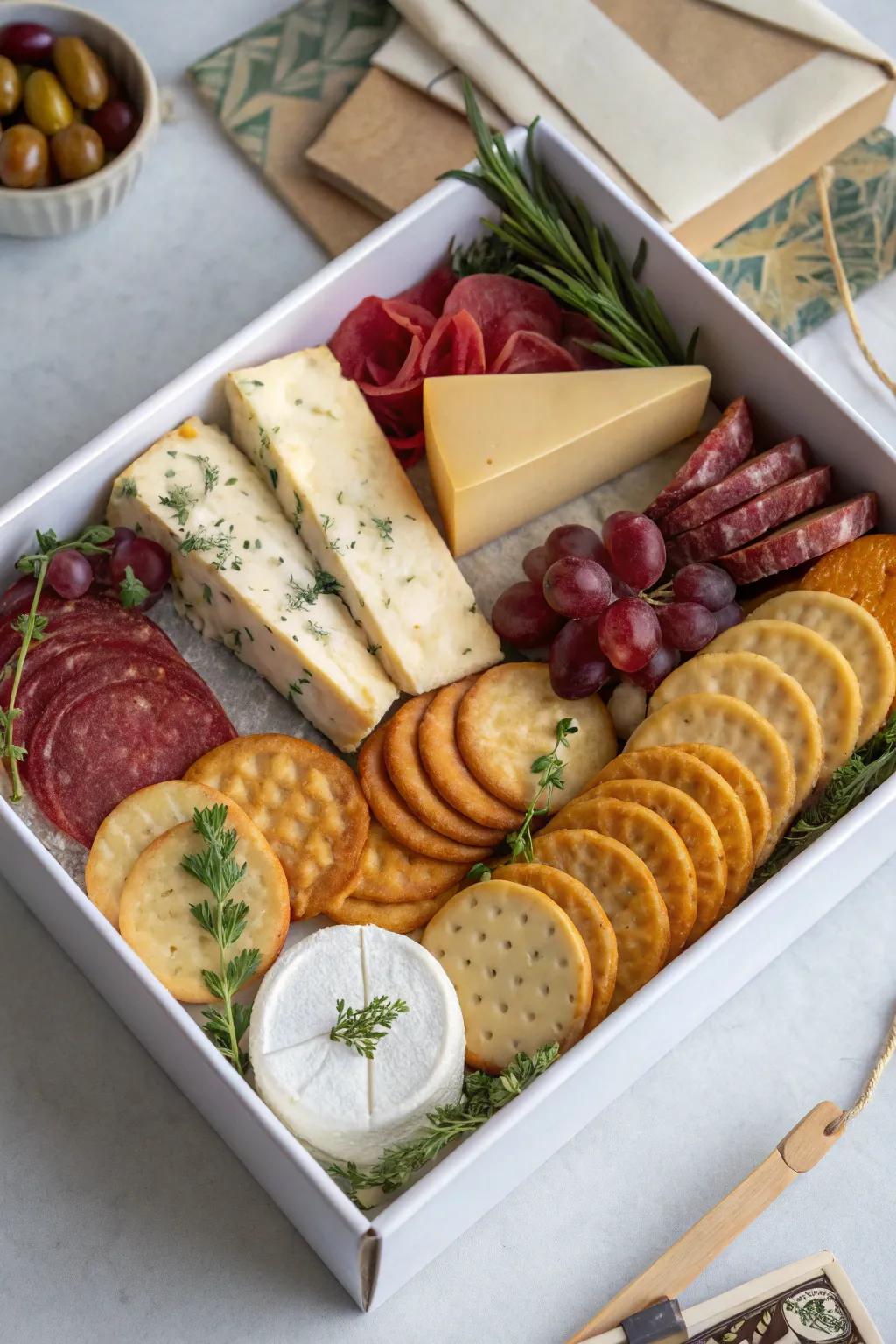 An indulgent spread of cheese and charcuterie for a gourmet birthday treat.