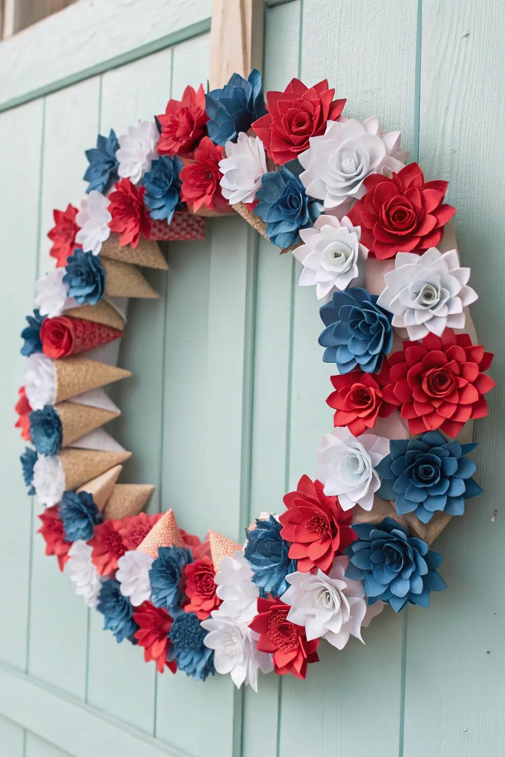 An elegant cone flower wreath that adds a touch of class to your decor.