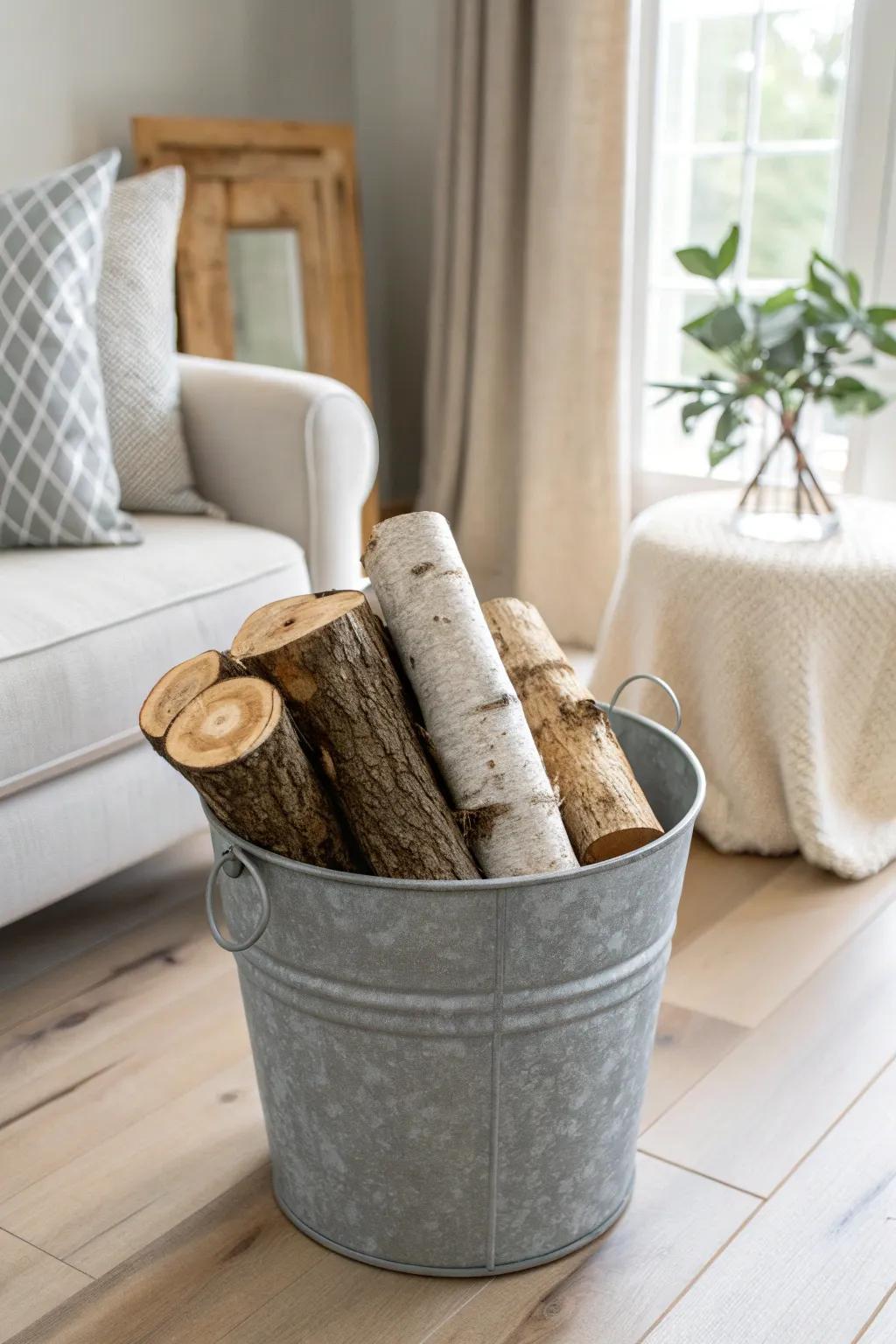 Transform your space with this charming faux fireplace bucket—cozy elegance without the fire.