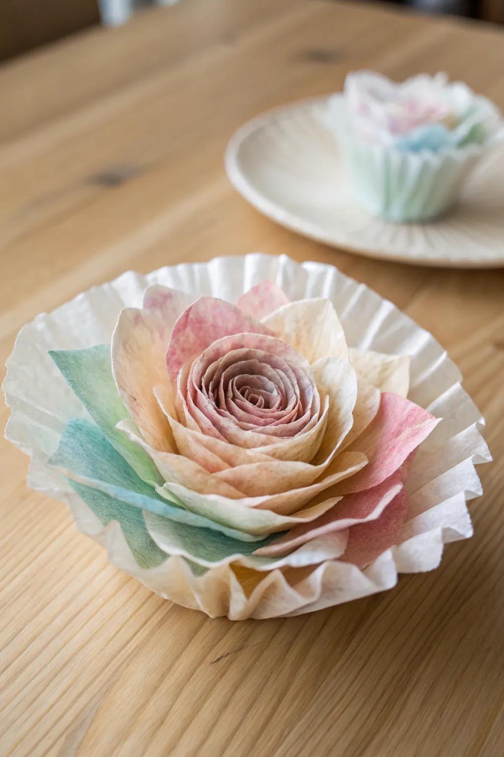 Transform ordinary into extraordinary with these delightful coffee filter flowers.