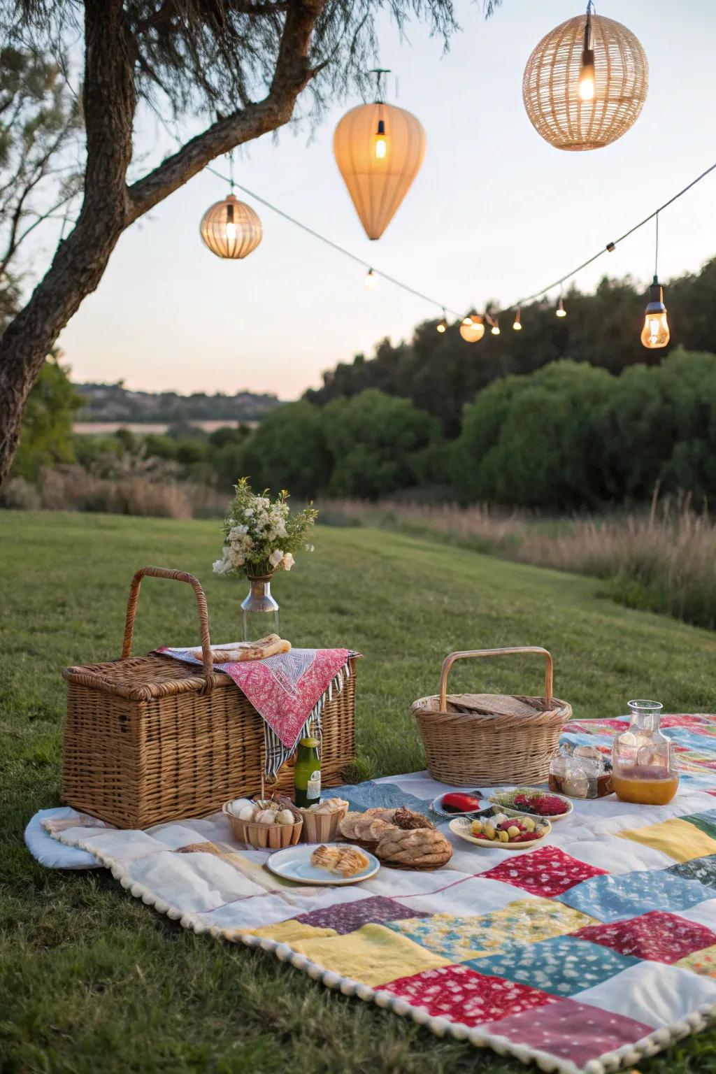 An outdoor picnic party offers a relaxed and fun atmosphere.