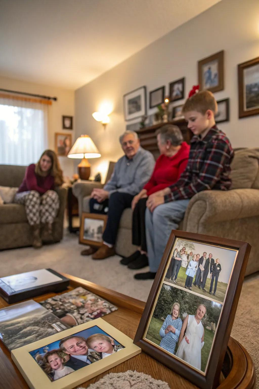 A family photo collage featuring a mix of candid and posed shots.