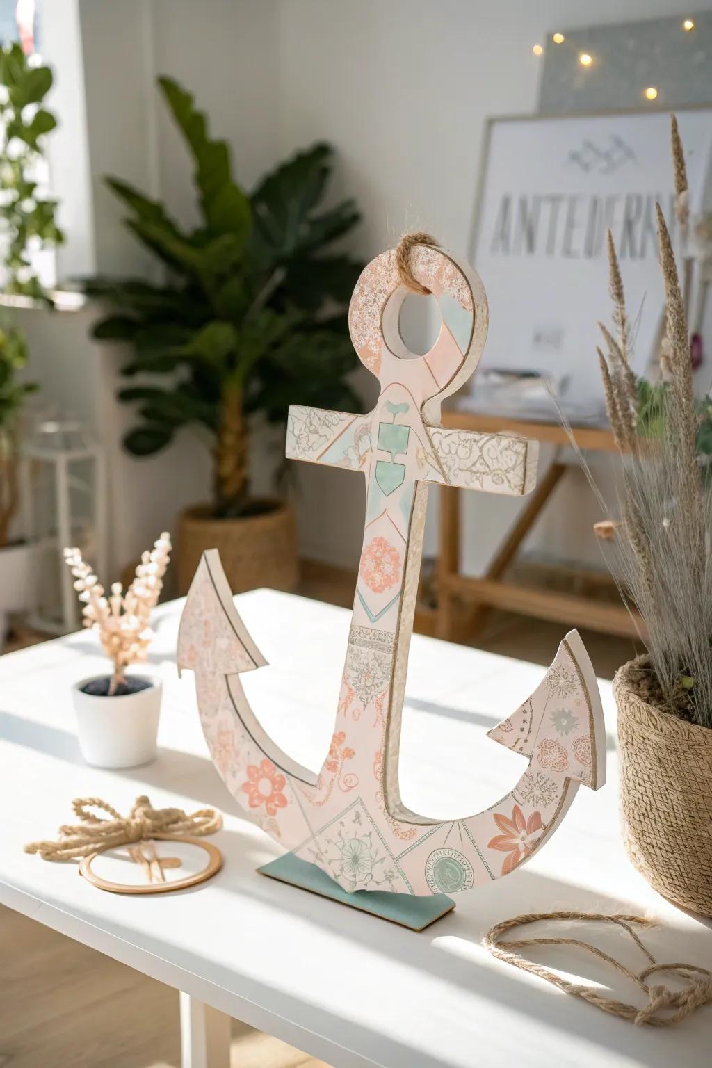 Crafted with Care: Elevate your decor with this eco-friendly cardboard anchor.