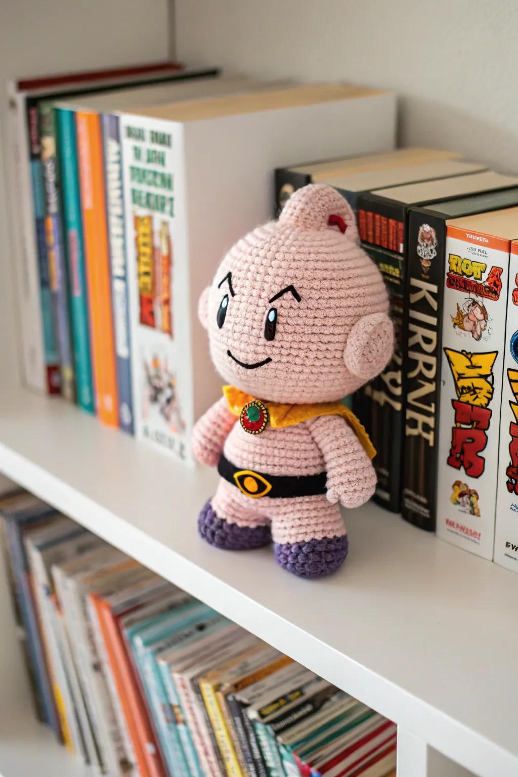 Add a playful touch to your decor with a Majin Boo crochet doll.