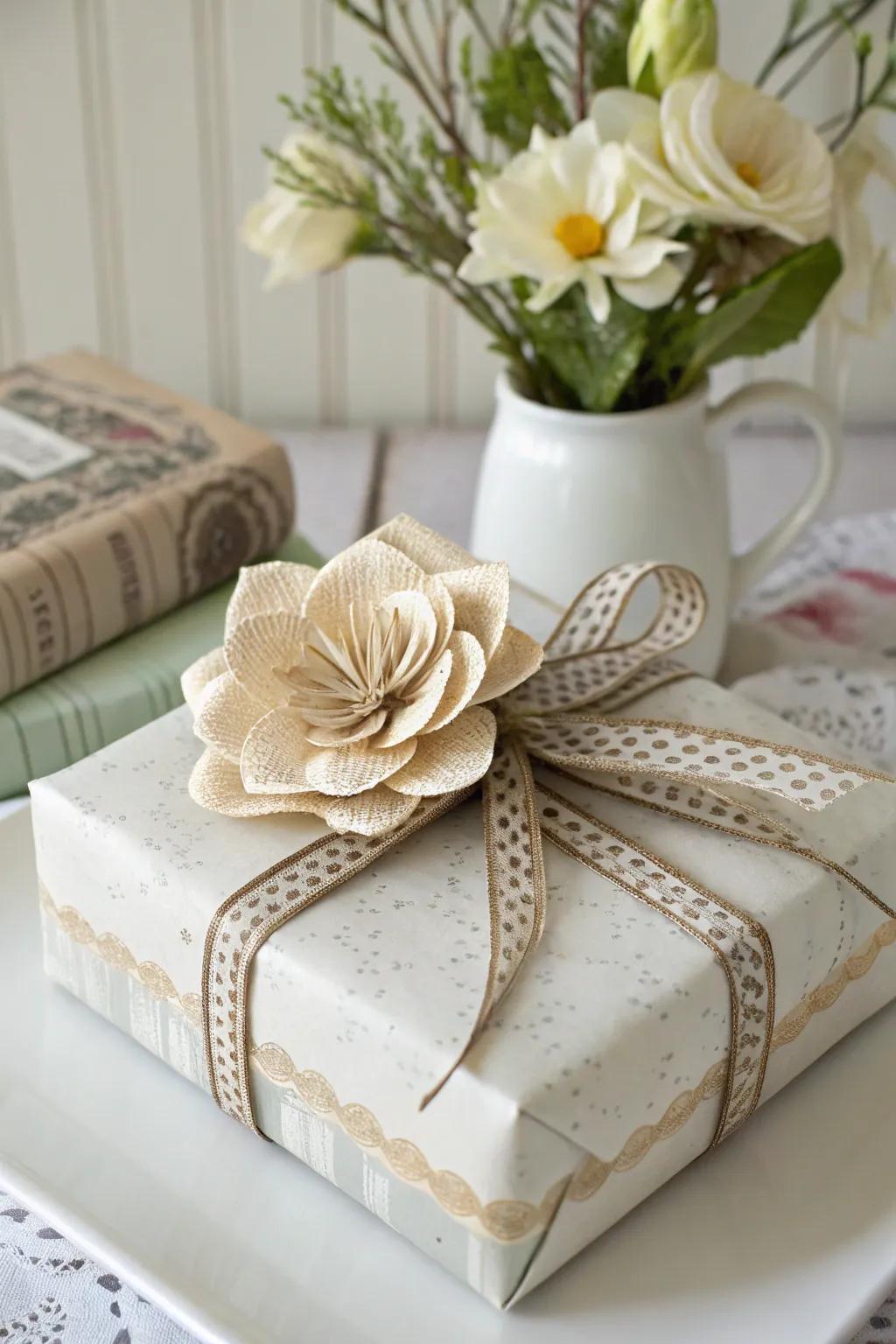 A thoughtful gift made special with a handmade paper flower.