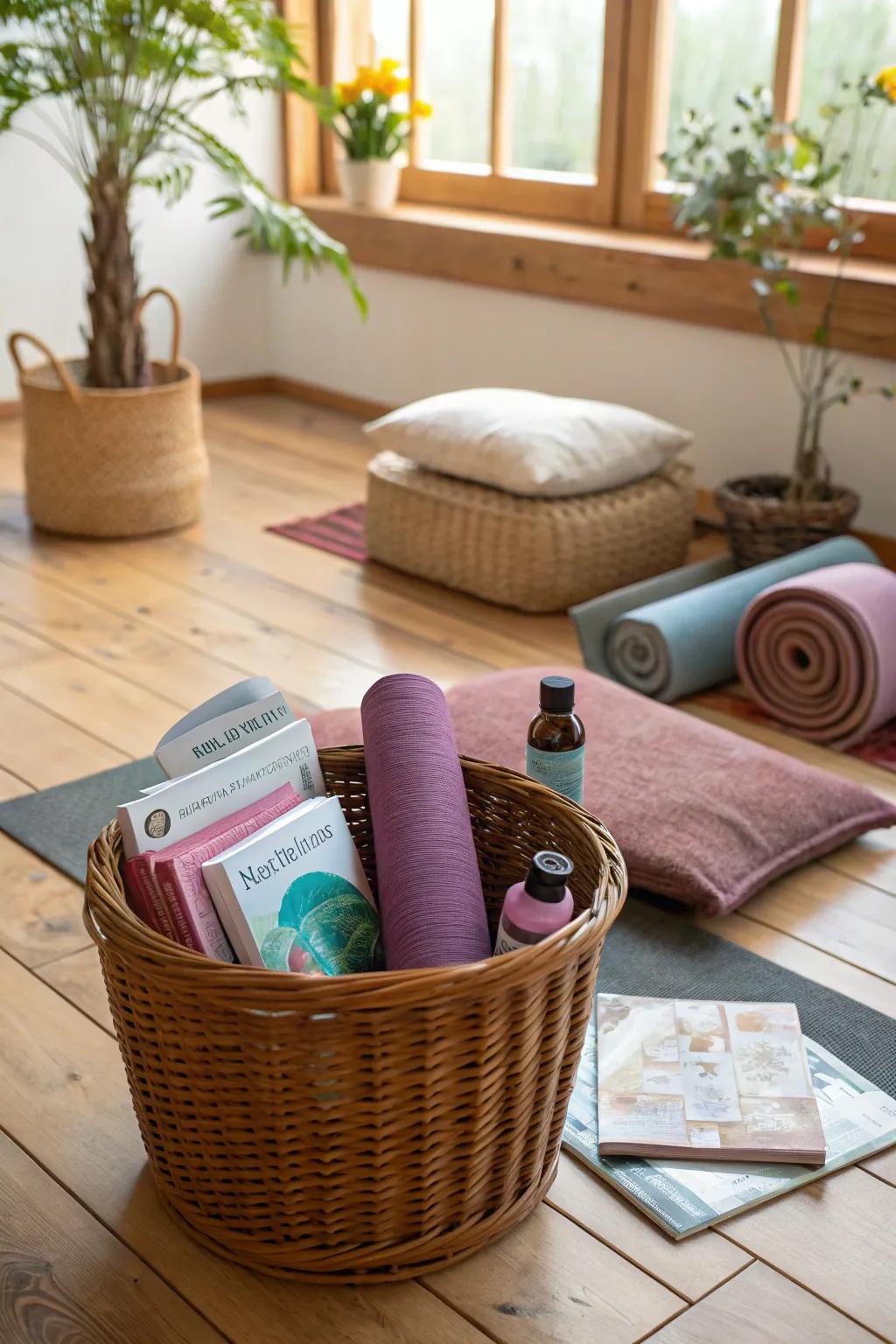 Find your inner peace with this soothing yoga retreat basket.