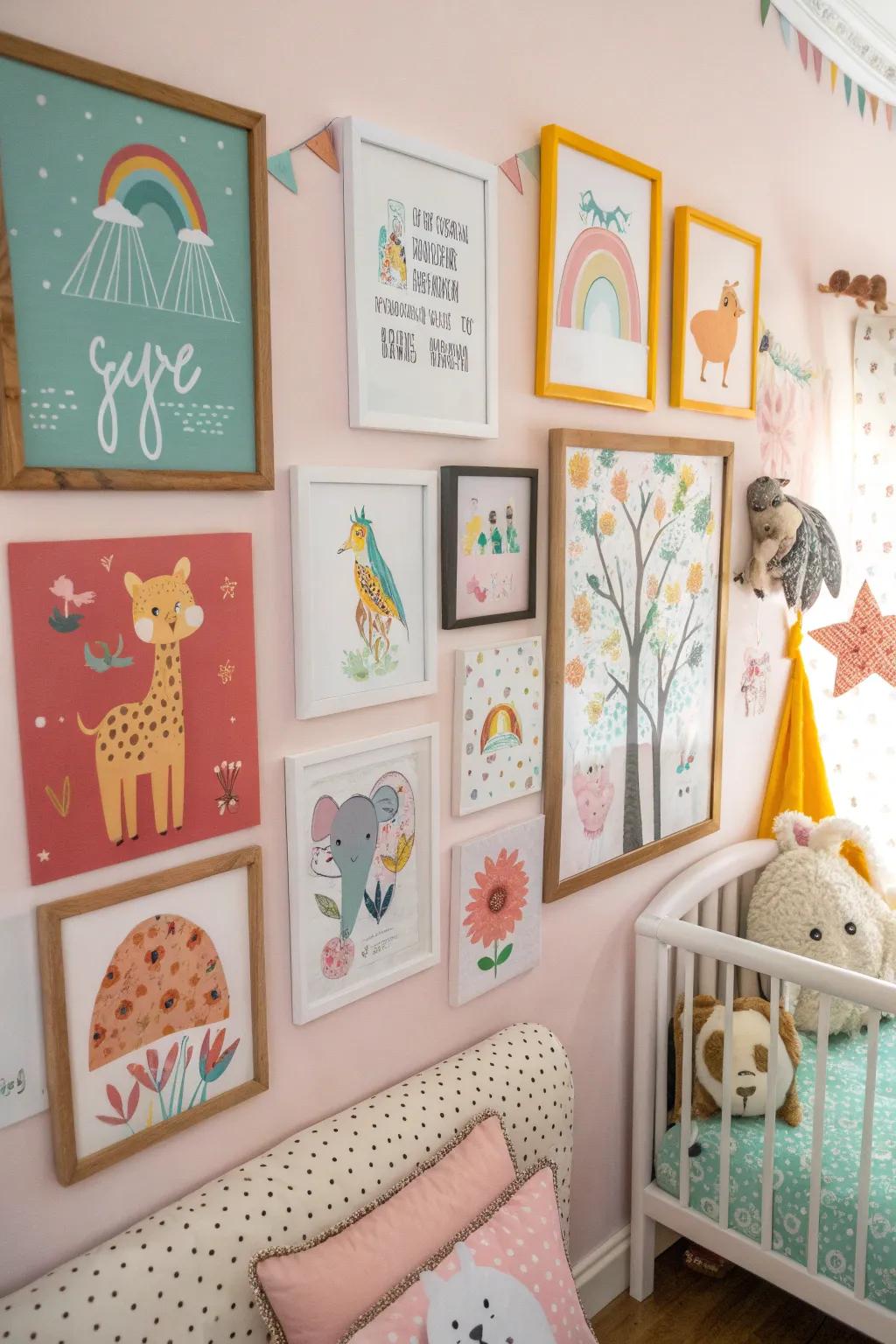 Nursery wall art adds a touch of whimsy and personal style to a baby's room.