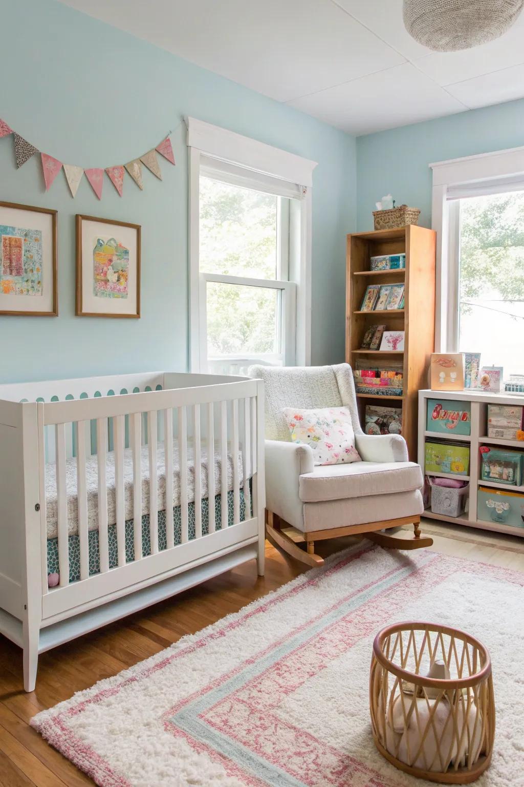 Mixing modern and vintage elements creates a unique nursery design.