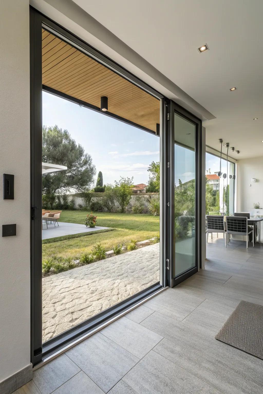 Pocket doors offer space-saving elegance and a streamlined appearance.