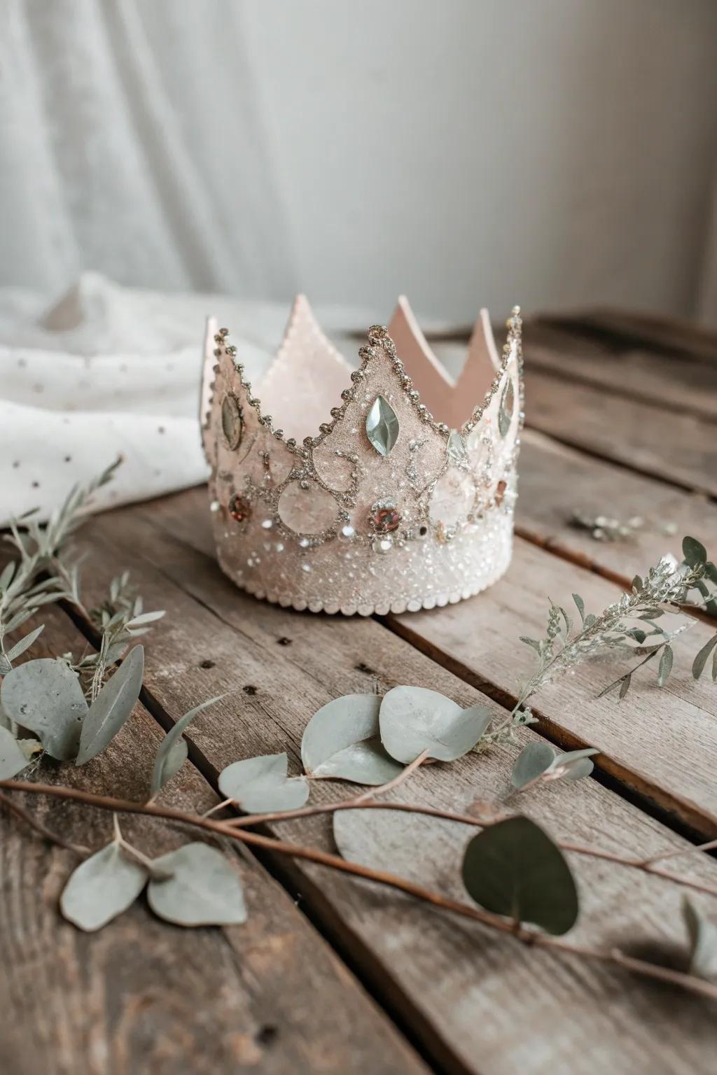 Embrace the magic of learning with a handcrafted crown, a perfect blend of sparkle and simplicity.