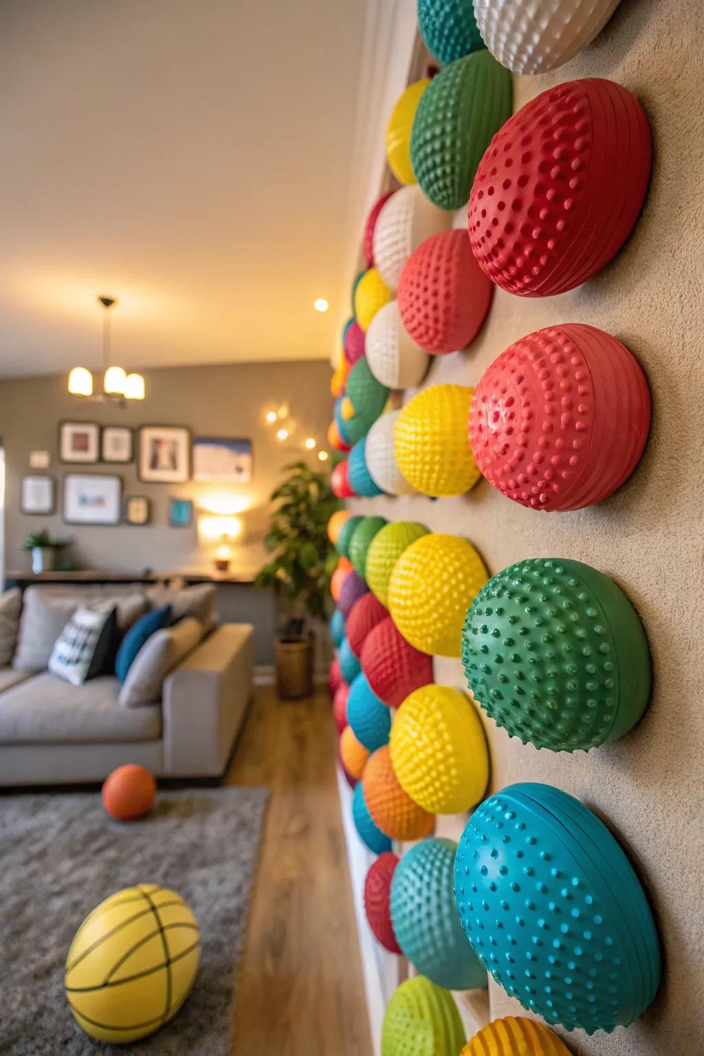 Add texture and depth with wall-mounted textured balls.