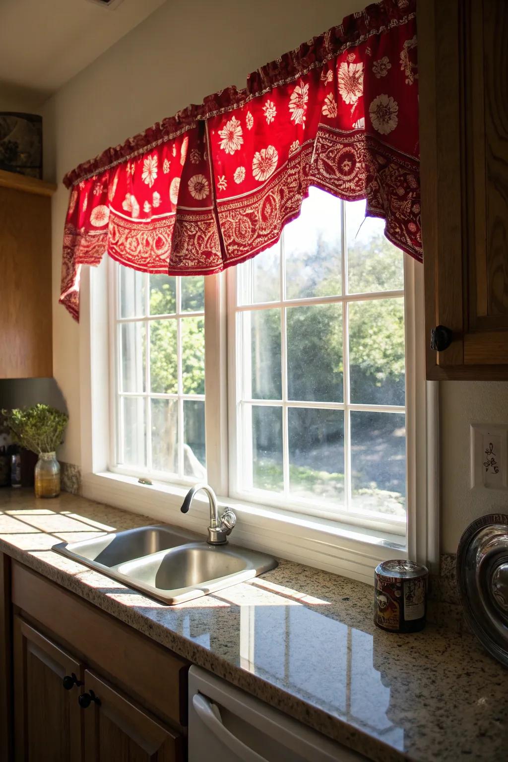 A bandana valance adds charm and character to any window.