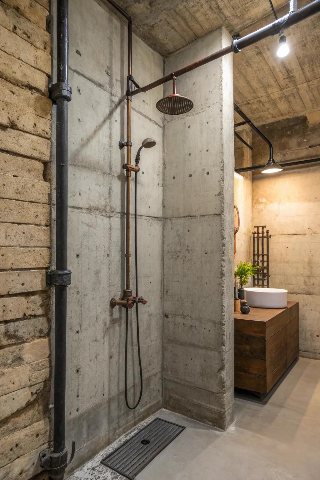 Industrial elements give your shower a modern, edgy look.