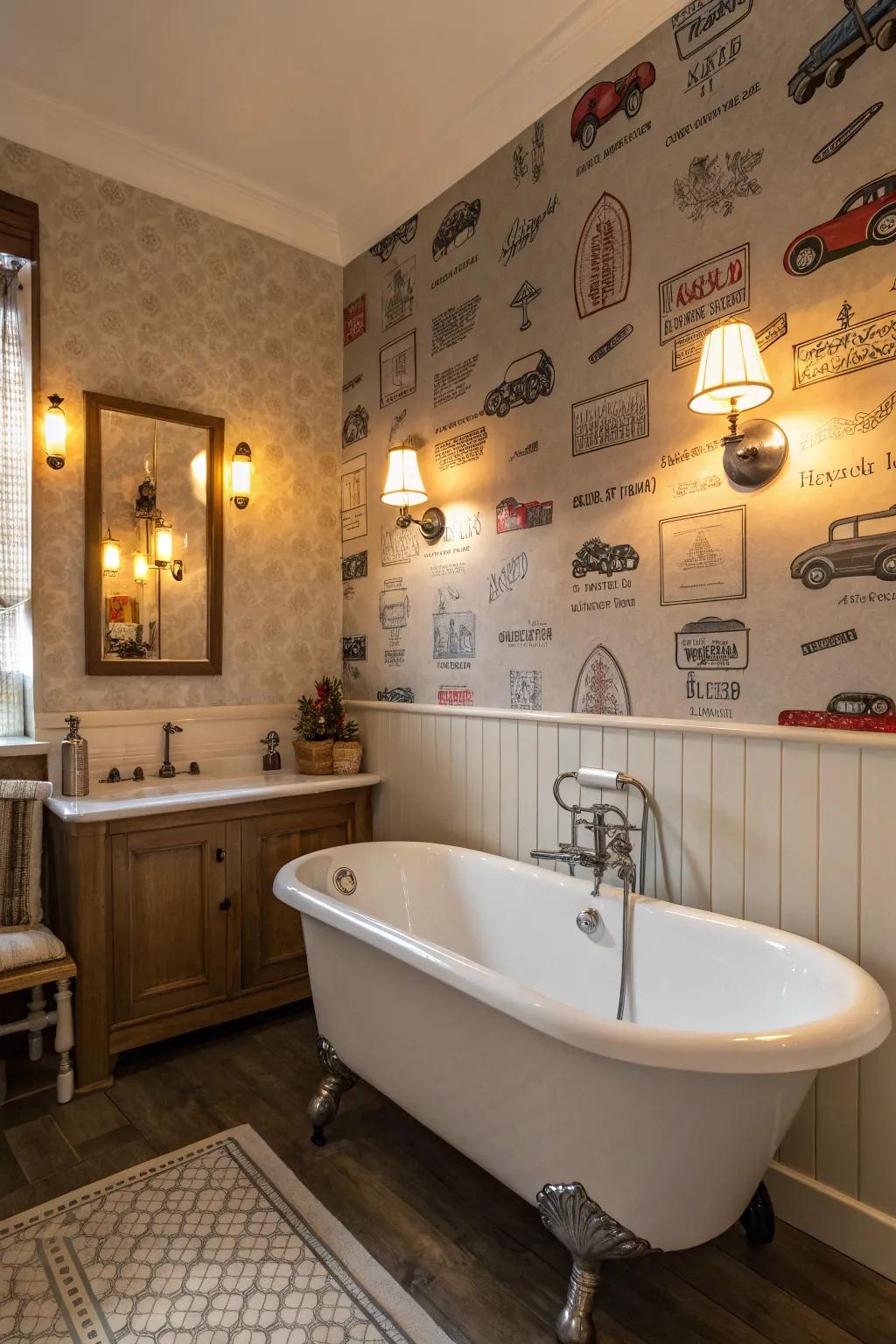 Vintage-style decals can add a nostalgic touch to your bathroom.