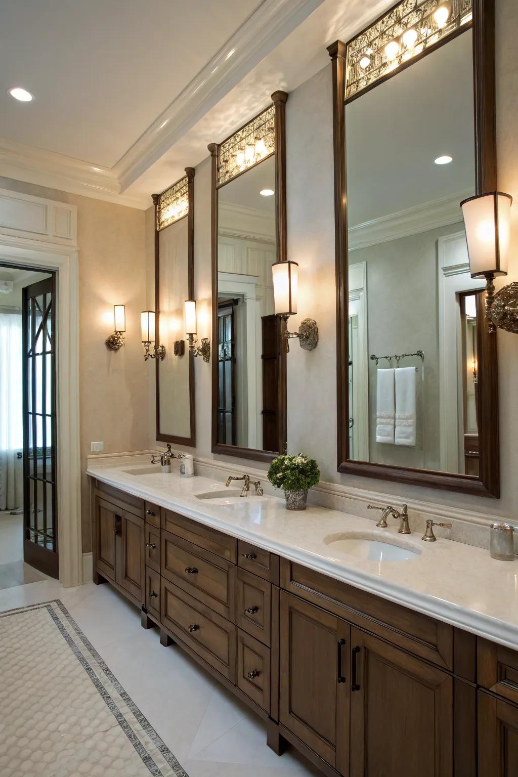 Vertical elements enhance the sense of space in this bathroom.