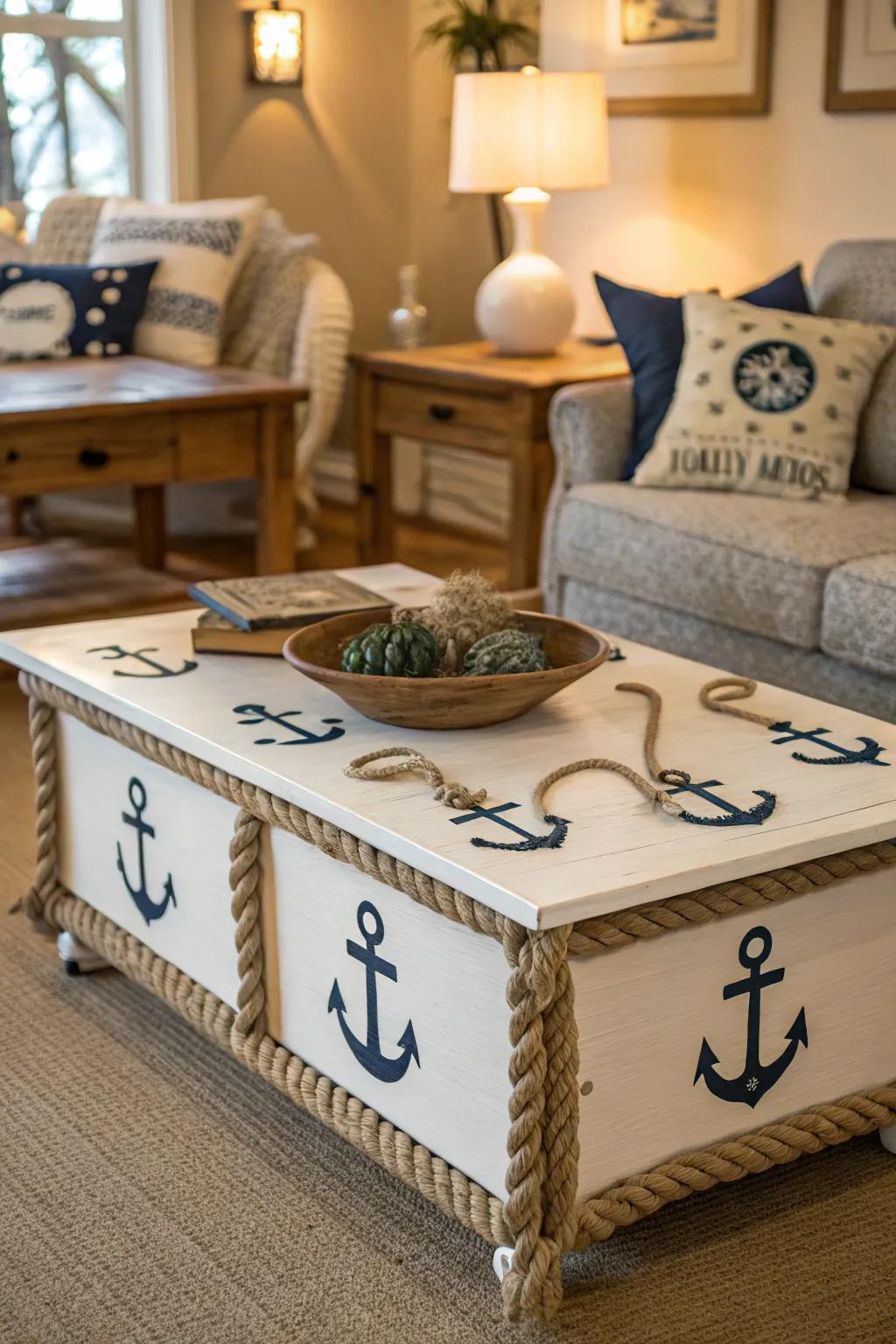 Nautical-inspired tables add a touch of the sea to your decor.