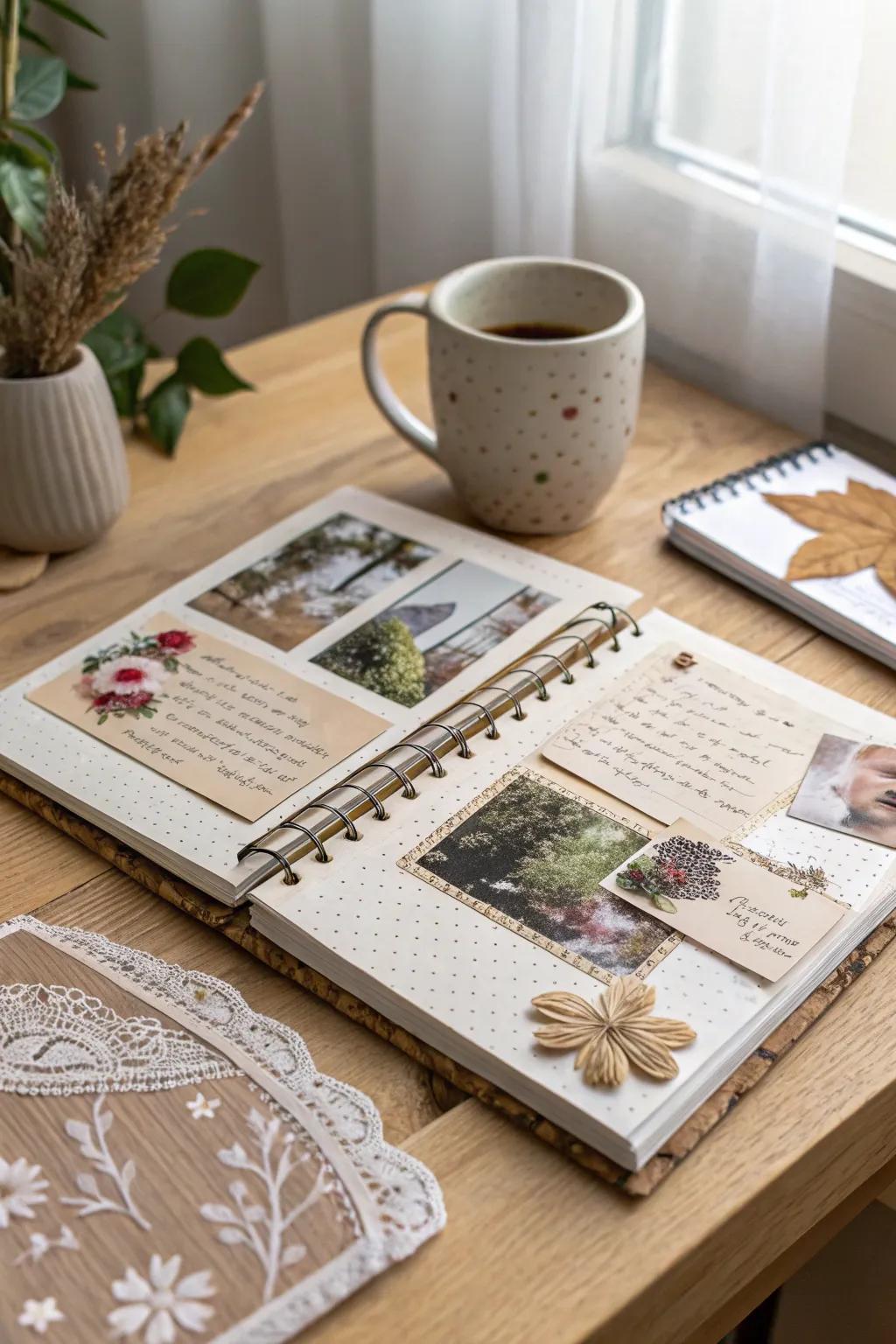 Discover the art of collaging: Transform your journal into a tapestry of textures and memories.