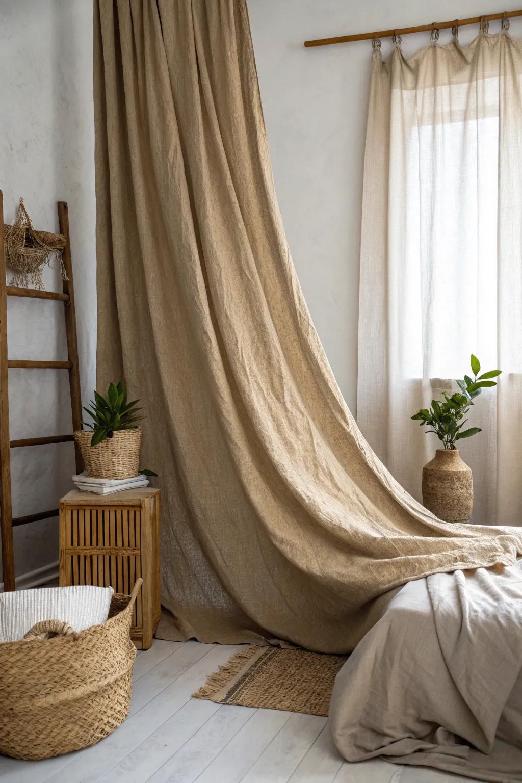 Embrace tranquility with the natural charm of linen curtains.