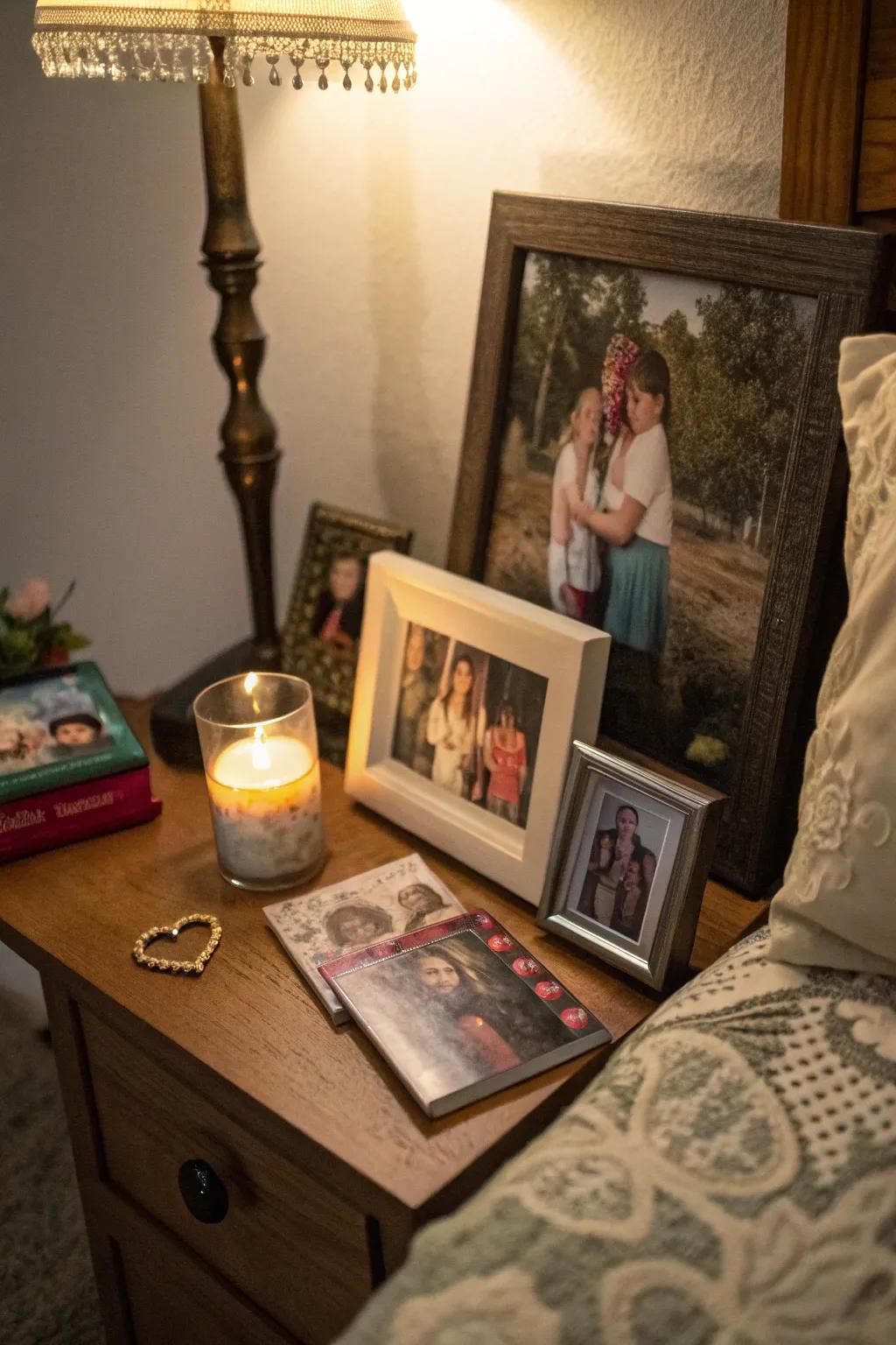 An altar dedicated to honoring loved ones and ancestors.