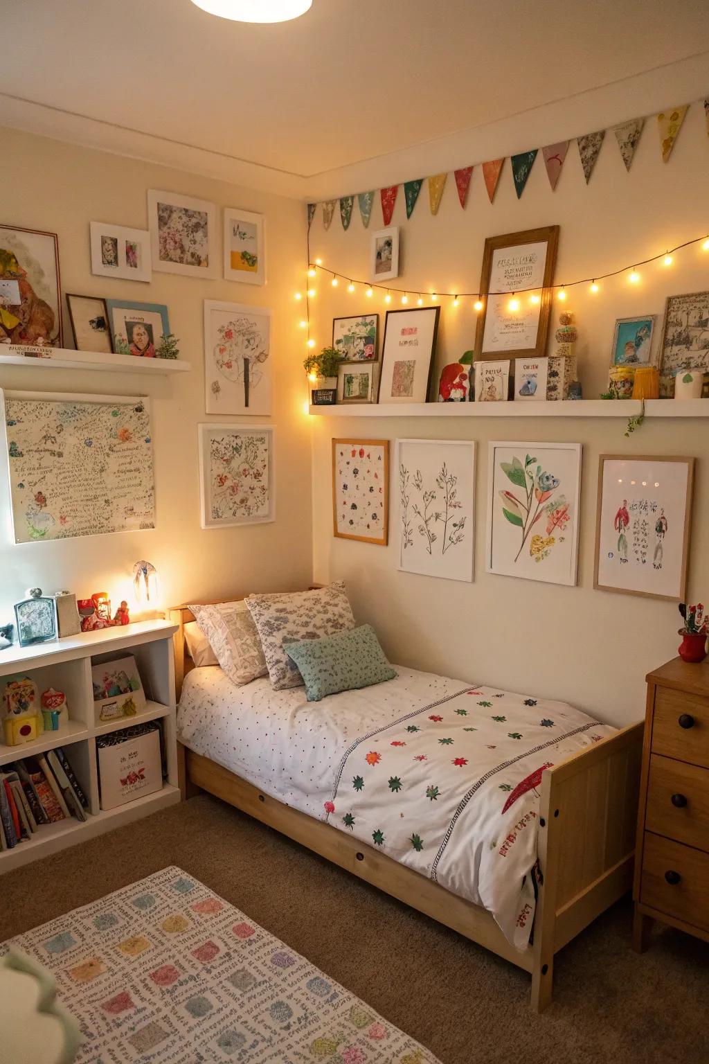 A toddler's bedroom showcasing personal artwork, adding a unique and heartfelt touch.