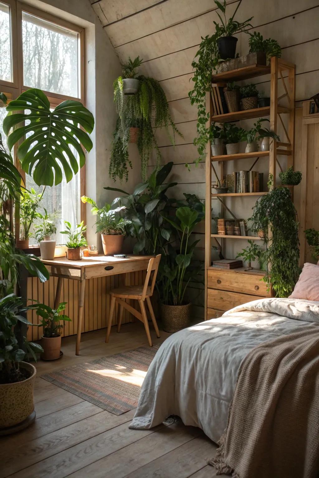 Natural elements bring warmth and serenity to this bedroom.