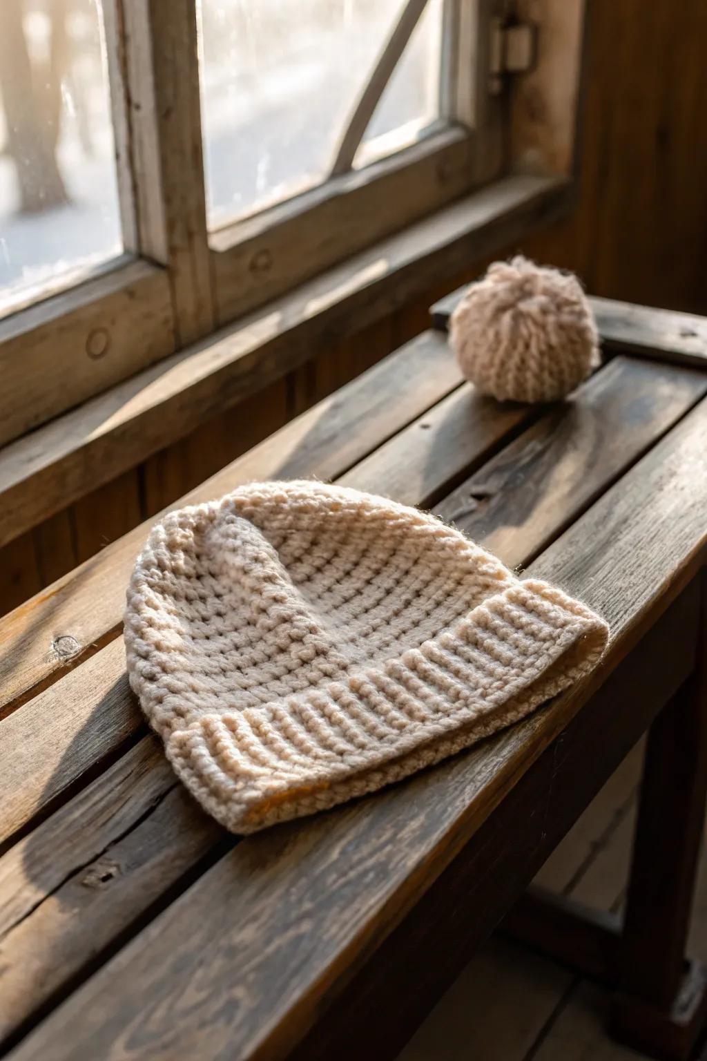 Stay warm with a handmade crochet beanie.