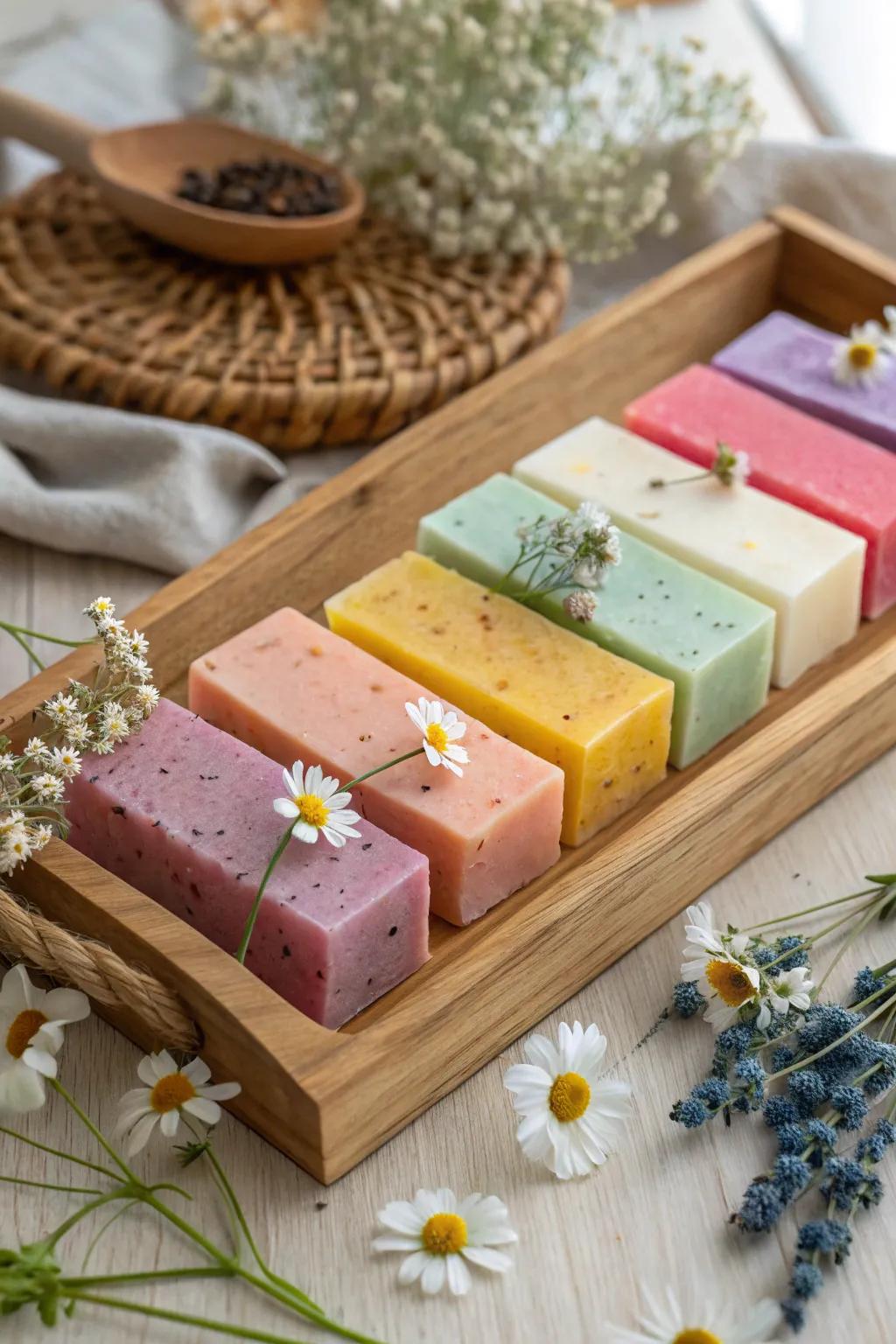 Luxurious handmade soaps infused with natural scents.