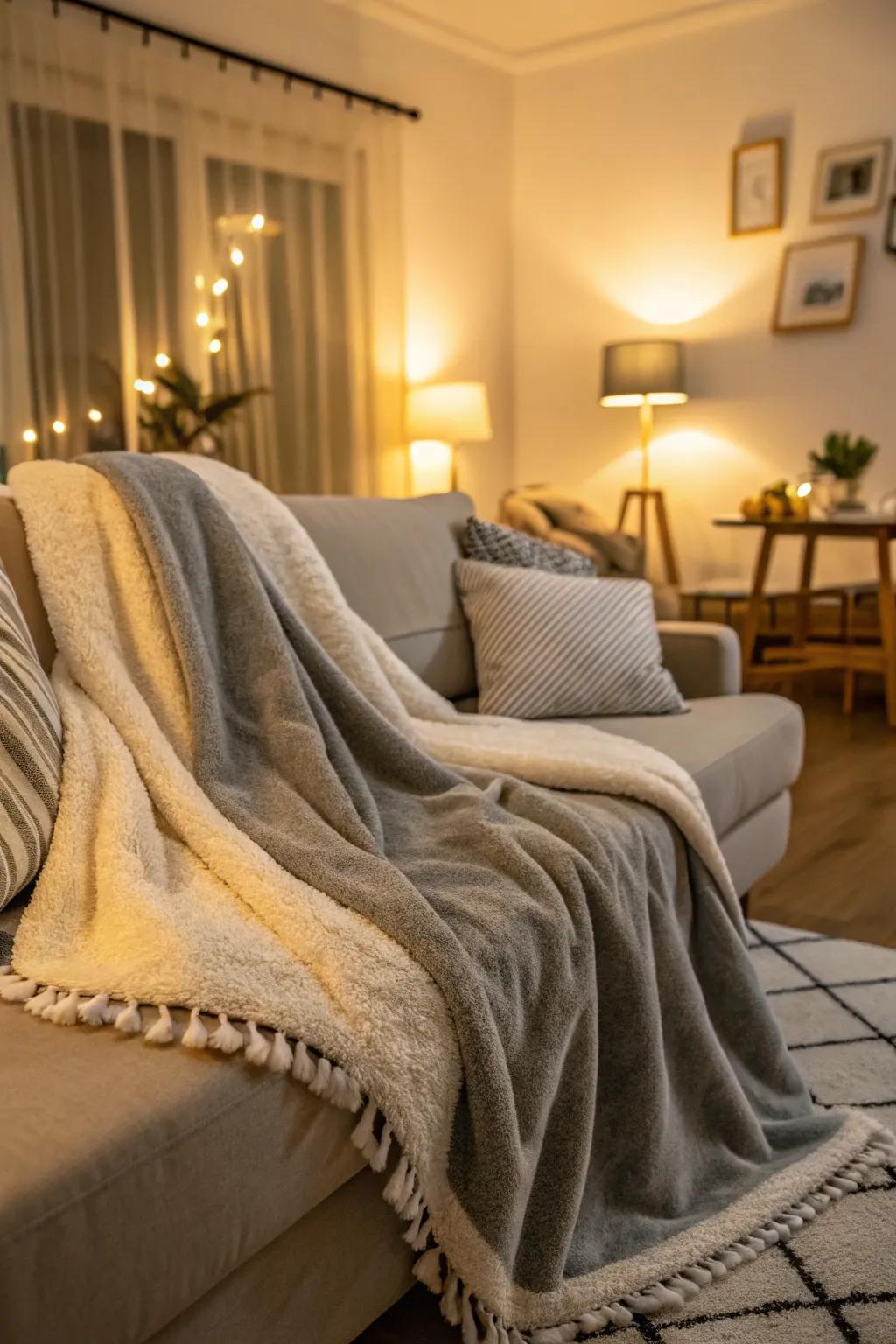 Stay warm and cozy with a luxurious blanket.