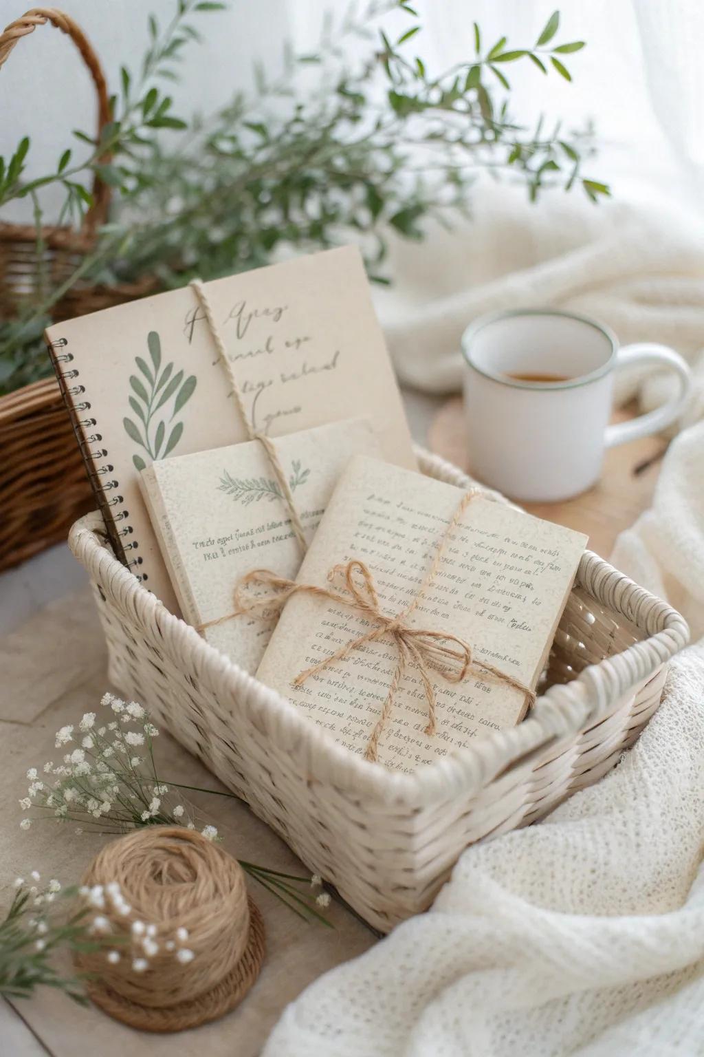 Add a personal touch with handwritten notes in a thoughtfully crafted birthday basket.