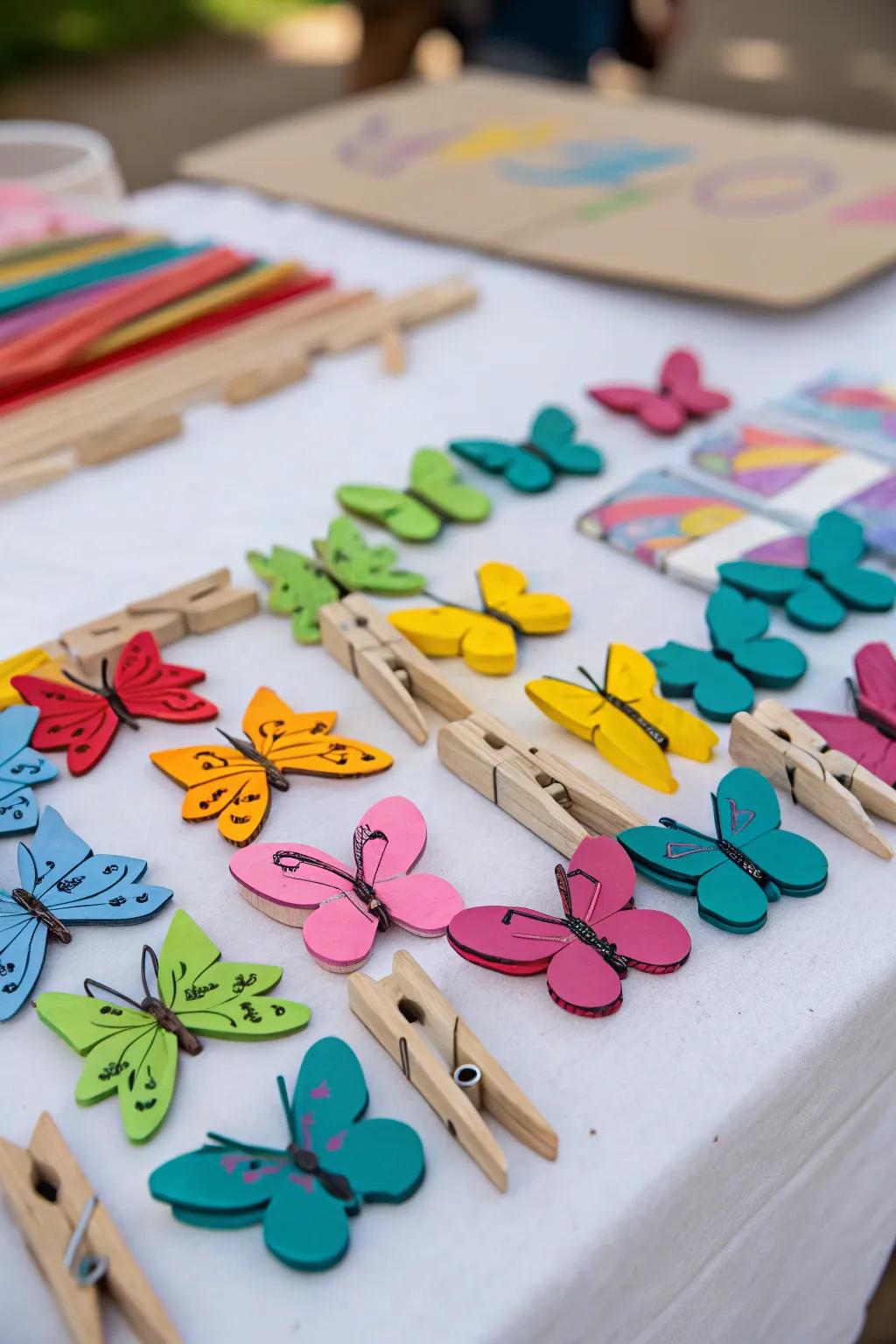 Create whimsical clothespin butterflies to brighten the day.