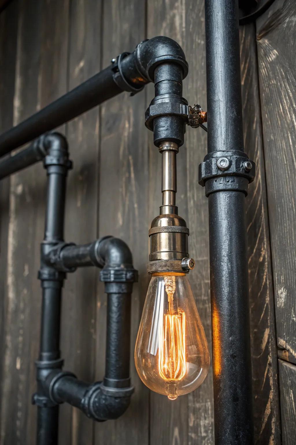 Illuminate your space with the rustic charm of handcrafted pipe lighting.